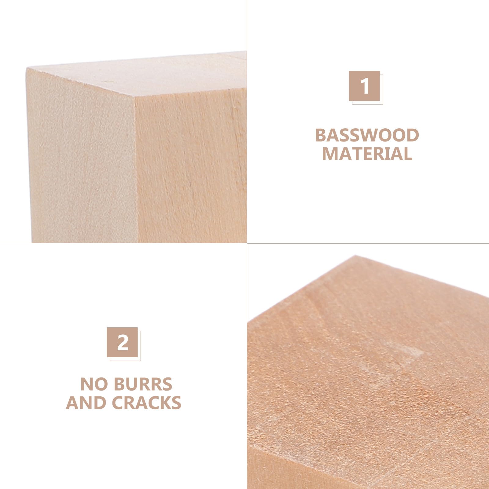 Bloques Cuadrados de Madera de Tilo 8 Piezas para Tallar