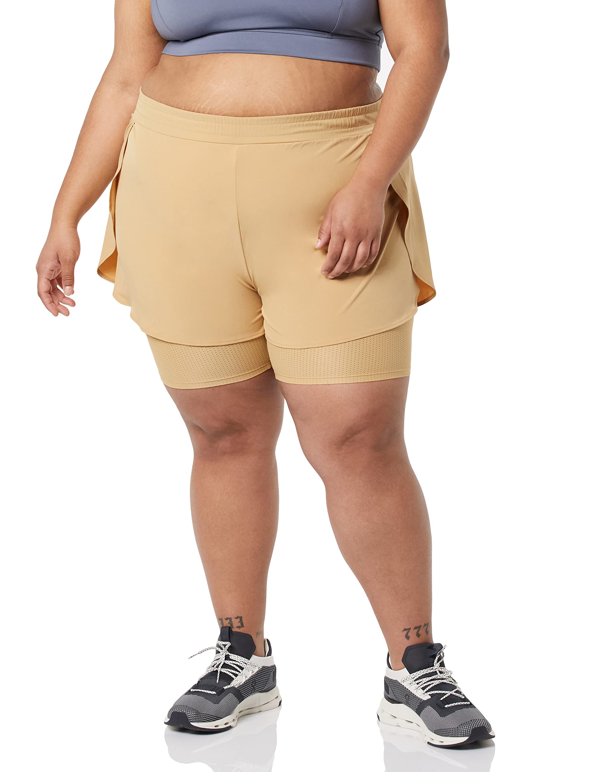 Amazon Essentials Pantaloncini da Corsa in Tessuto Elasticizzato a Doppio Strato Donna
