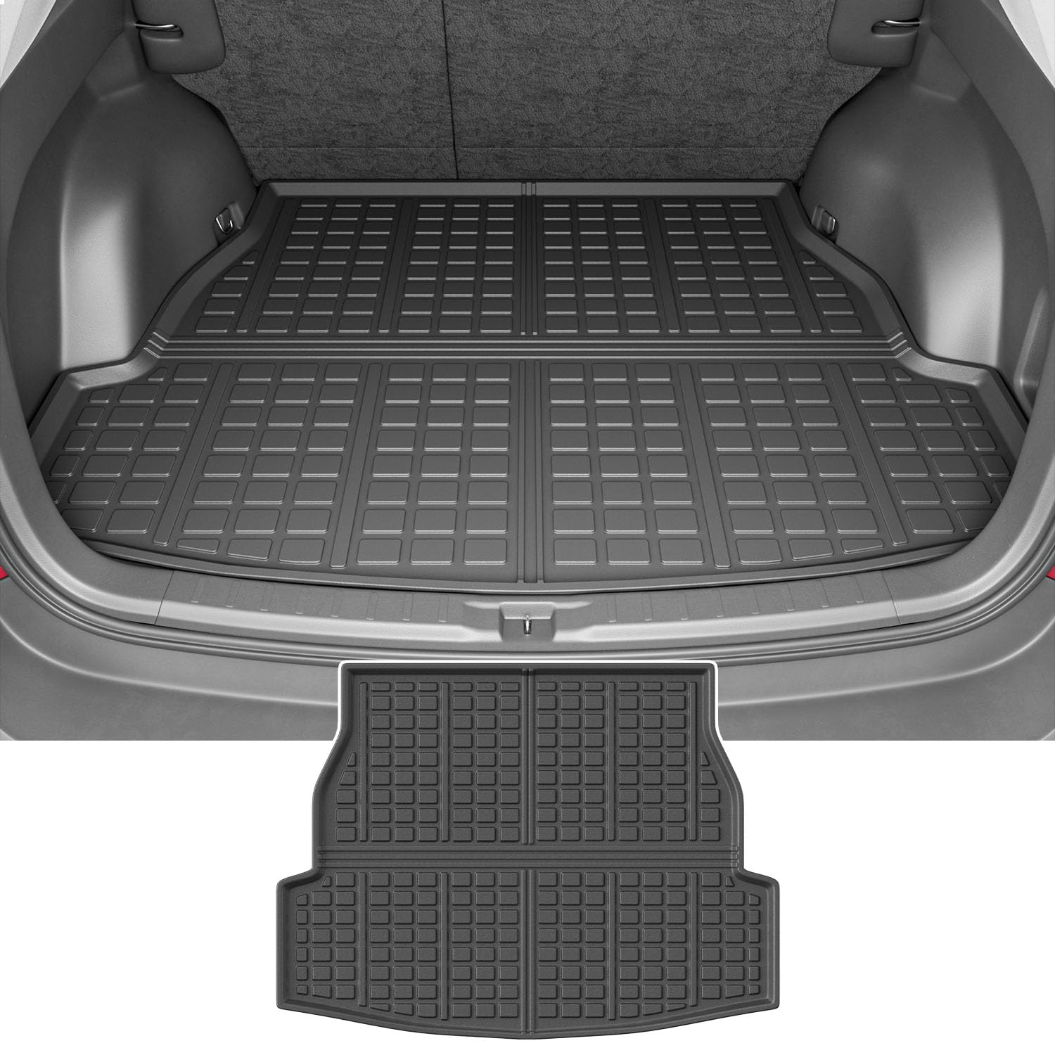 powoq Trunk Mat Compatible with 2019 2020 2021 2022 2023 2024 Toyota RAV4 Cargo Mat TPE Cargo Liner Trunk Liner Replacement for 2019-2024 Toyota RAV4 Accessories (Fit 2019-2024,Rear Trunk Mat)