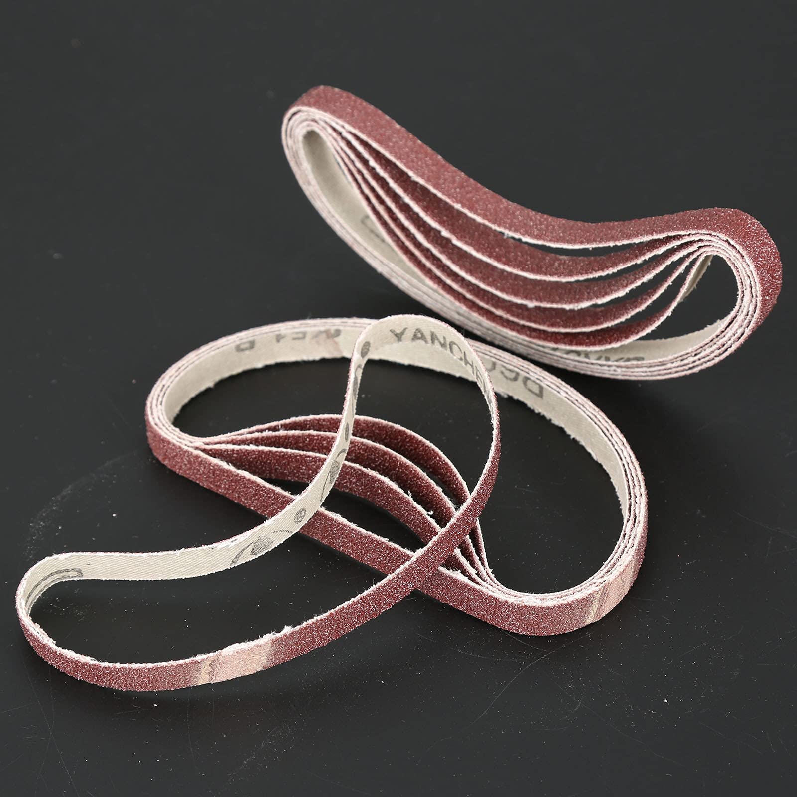 10 pezzi 10x330 mm Nastro abrasivo for levigatrici a nastro Smerigliatrice da banco Grana 60 Carta abrasiva for levigatura Lucidatura Strumento for levigatrice,Rotoli di carta vetrata