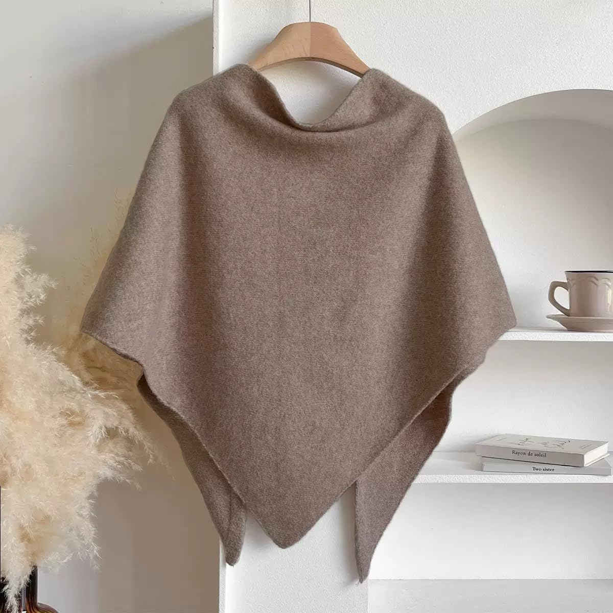 Winter Shawl Wraps Women Knitted Shawls and Wraps Triangle Cardigan Cape Winter Wool Blend Shoulder Top Sweater Scarf