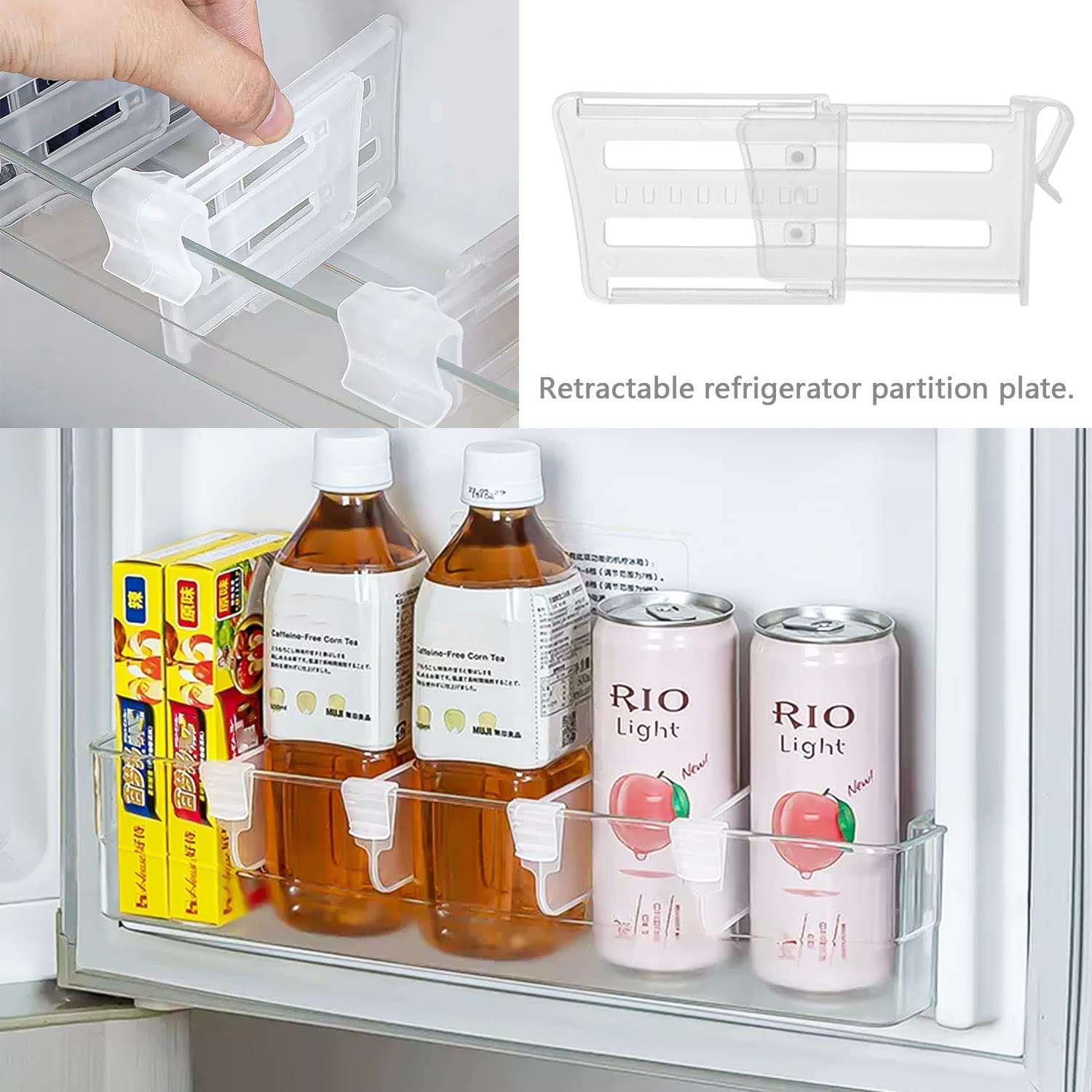 Set 8 Divisori Per Frigorifero Regolabili - Organizzatore Spazi Per Alimenti, Cassetti E Armadi - Foto 10