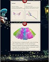 Vista 7 de TRURENDI Conjunto de disfraz de Halloween para niñas, falda de tul iluminada, alas de mariposa, diadema, kit de accesorios de cosplay para niñas