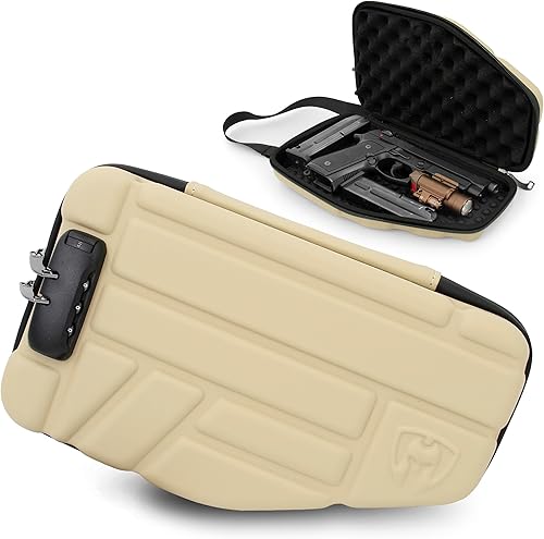 CASEMATIX Estuche de pistola con bloqueo para pistolas pequeñas a grandes de 0.354 in con espacio para clips y accesorios adicionales, funda