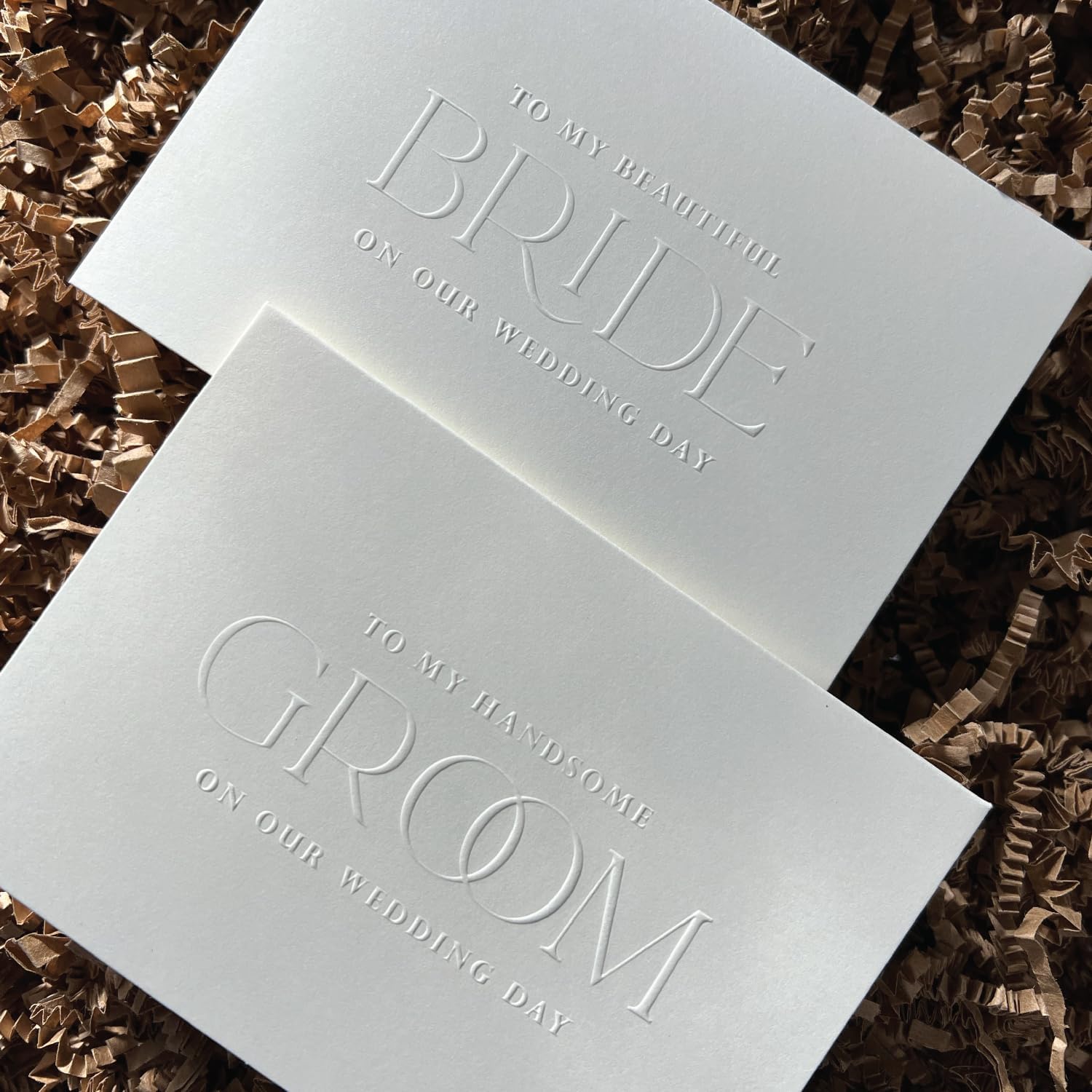 SOLE PAPER CO. Embossed Bride & Groom Couple Wedding Card Set