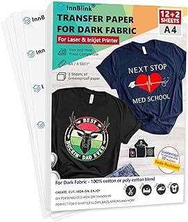 Iron on Heat Transfer Paper for Dark Fabric - 12 Sheets, 8.5"x11" Transfer Paper for T Shirt, Printable Heat Press Transfer Paper for Inkjet and Laserjet Printer, Heat Transfer Vinyl for T-Shirt