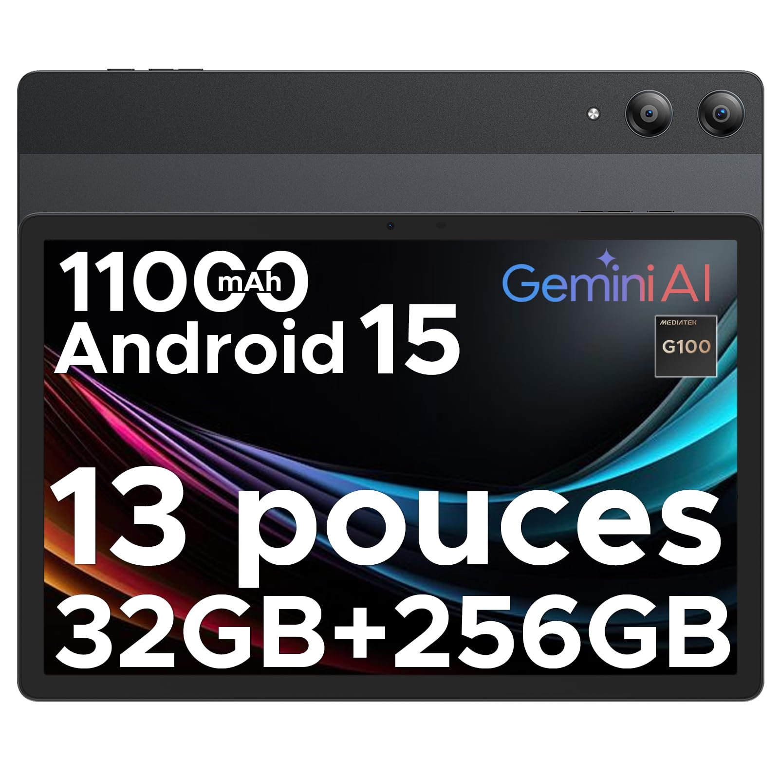 DOOGEE Tab E3 Pro Tablette Android 15, Tablette 13 Pouces, Écran FHD+ 90Hz, Helio G100 Octa-Core, 32Go RAM (8+24Go Extended), 256Go ROM, 11000mAh Battery, Quad Speakers, Metal Body, Global Bands