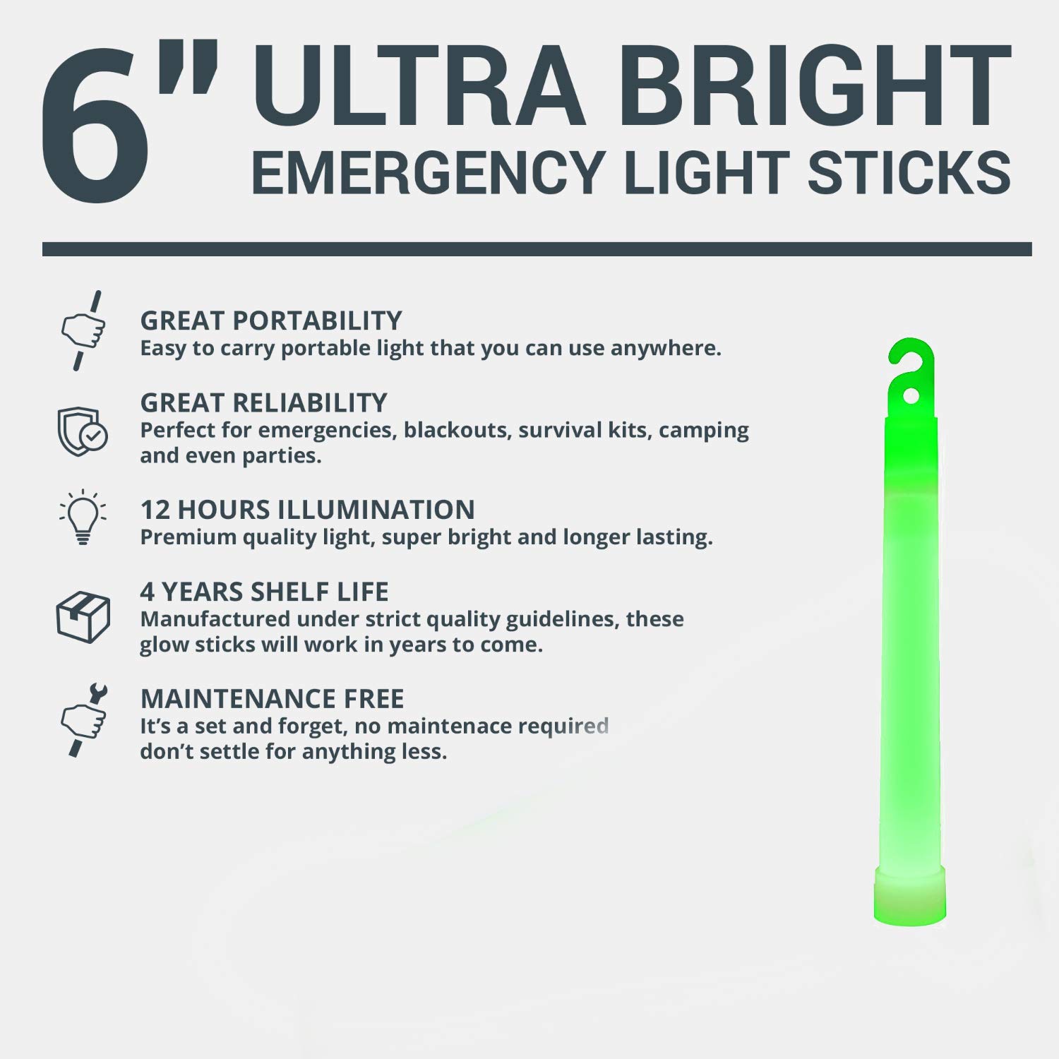 30 Ultra Bright Glow Sticks - Emergency Light Sticks for Camping Accessories, Parties, Hurricane Supplies, Earthquake, Survival Kit and More - Lasts Over 12 Hours (Multi Color): Industrial & Scientific