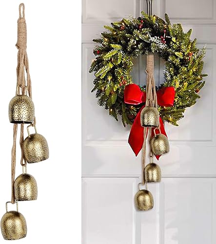 SIX FOXES Campana de vaca, adorno de campanas 2023, campanas de Navidad para decoración, campanas decorativas, meditación tibetana de metal