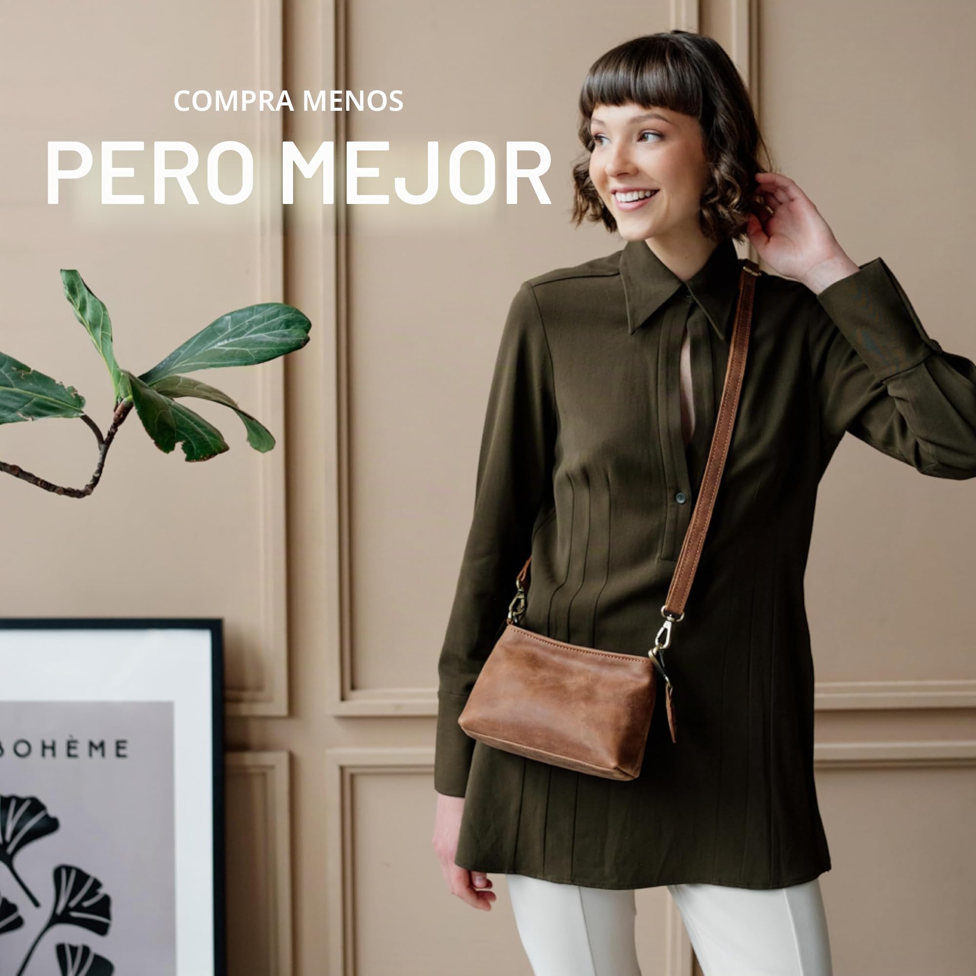 Berliner Bags Bolso bandolera vintage Marbella XS, pequeño bolso bandolera de piel, bolso de mano para mujer