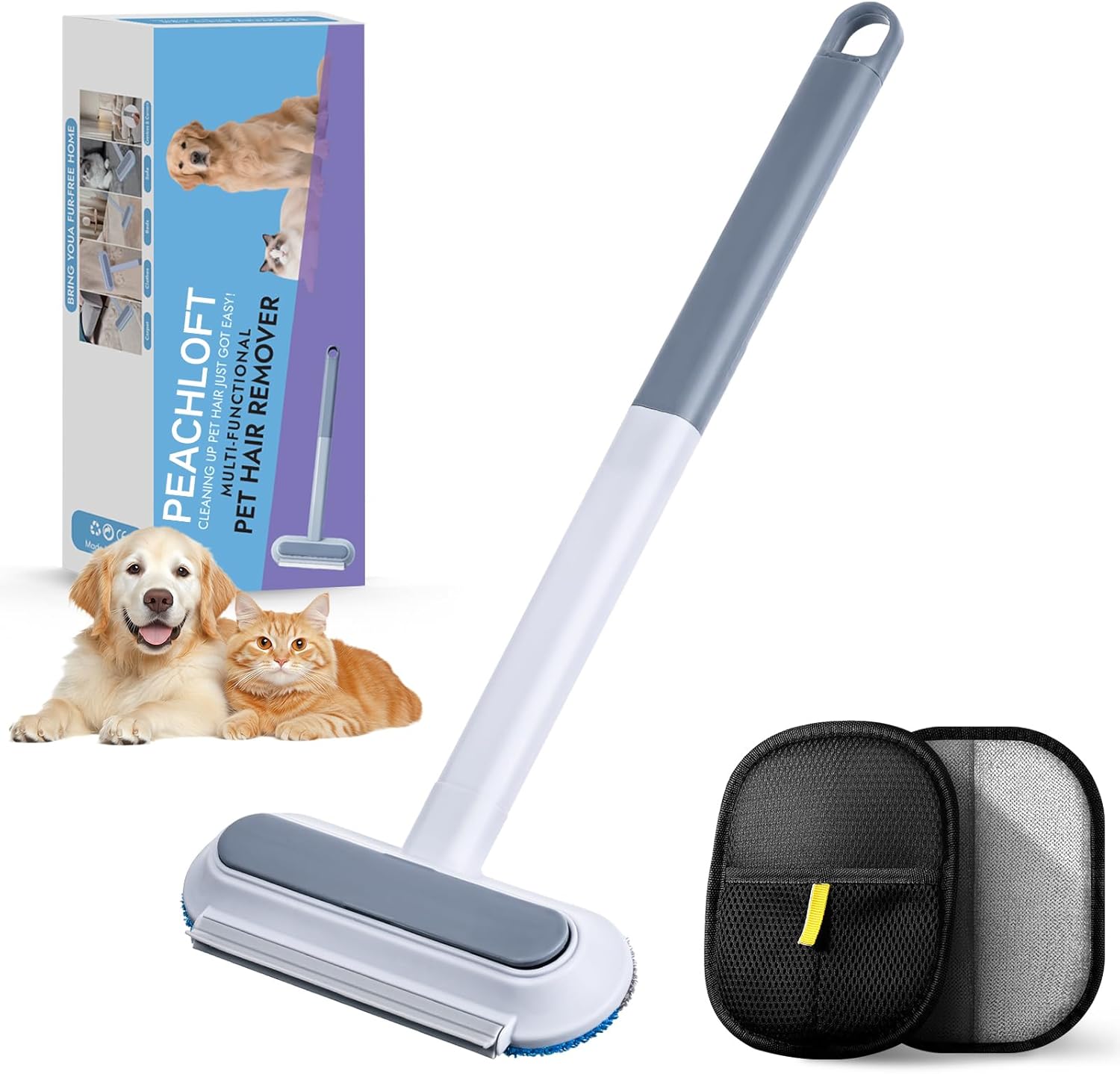 Peachloft Pet Hair Remover, Static Pet Hair Removal Glove, Upgraded Multi-Function Reusable Cat and Dog Hair Removal Tool for Sofas, Furniture, Carpets, Curtains