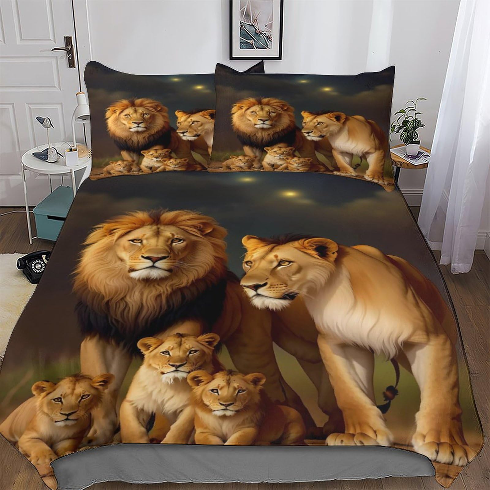 Parure de lit lion 220x240cm pour transformer l'ambiance d'une chambre King