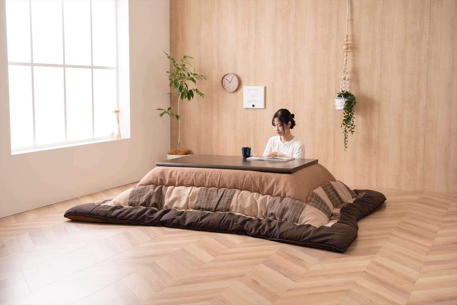 Amazon｜イケヒコ こたつ 掛け 布団 葉月 ブラウン 長方形 約205×285