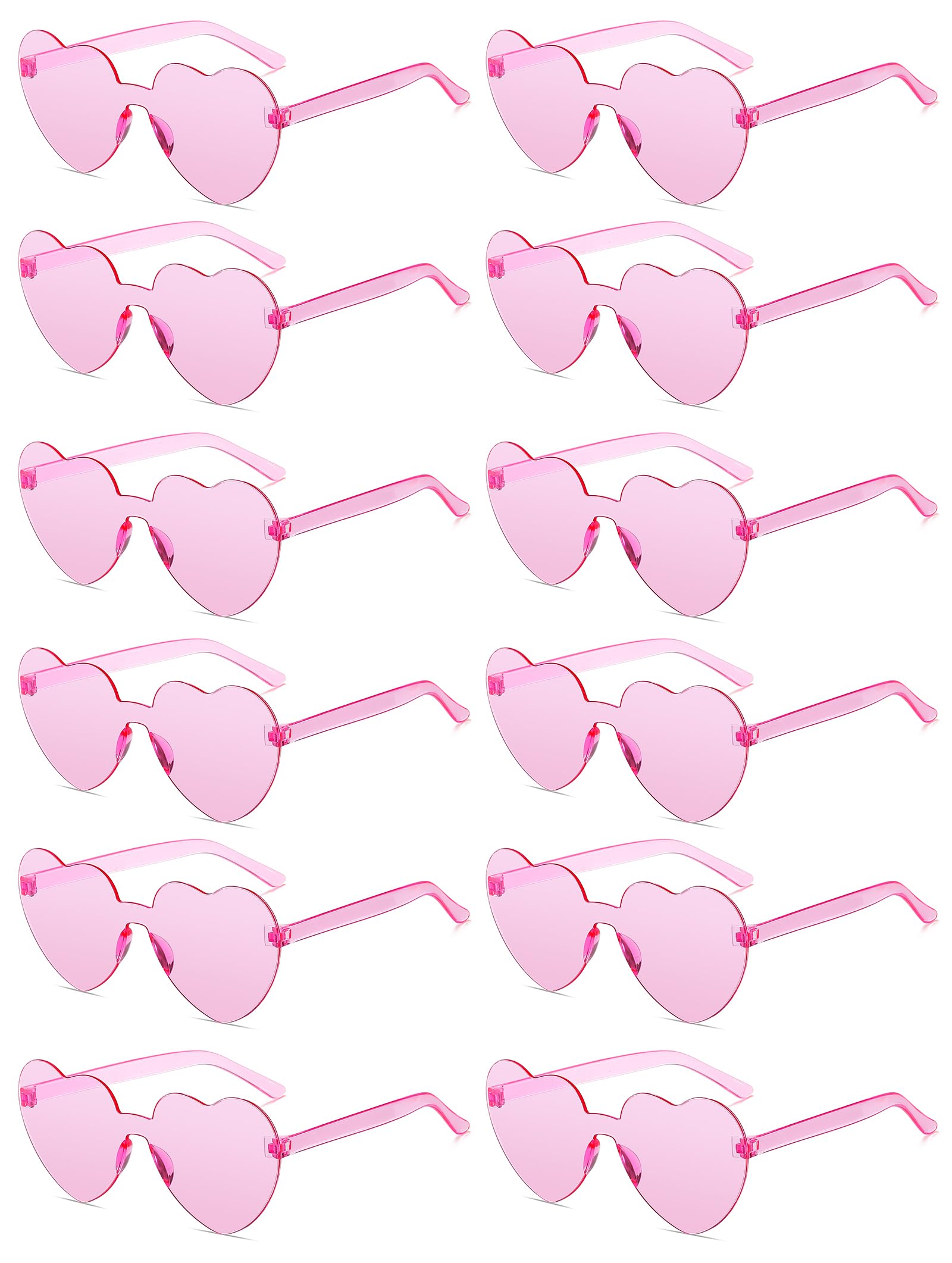 Colrea 12/20/24 Pairs Heart Sunglasses for Women Men, Trendy Heart Shaped Rimless Transparent Sunglasses, Party Favors