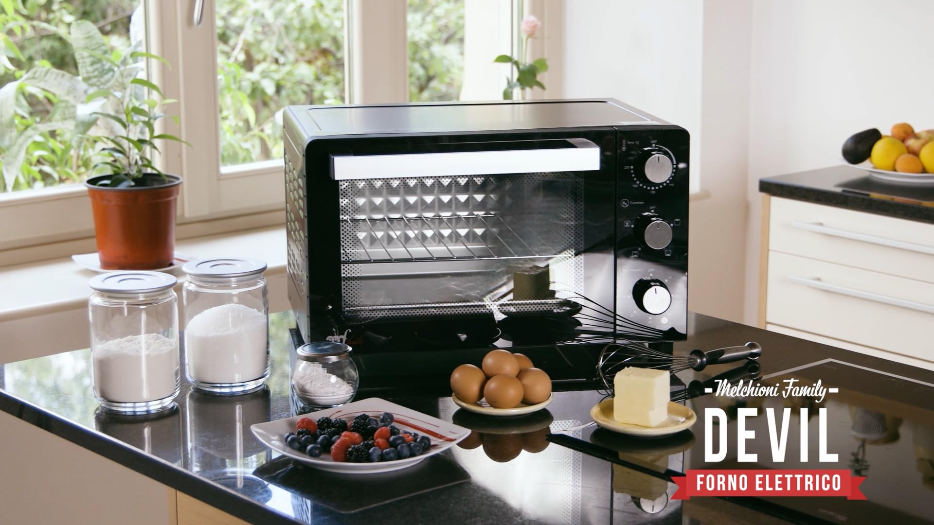 Forno Elettrico Devil 23 Litri Melchioni doppio vetro di sicurezza termoisolato resistenze Acciaio grill, combinato ventilato luce interna 1200W Timer Termostato by Dimensione Elettronica