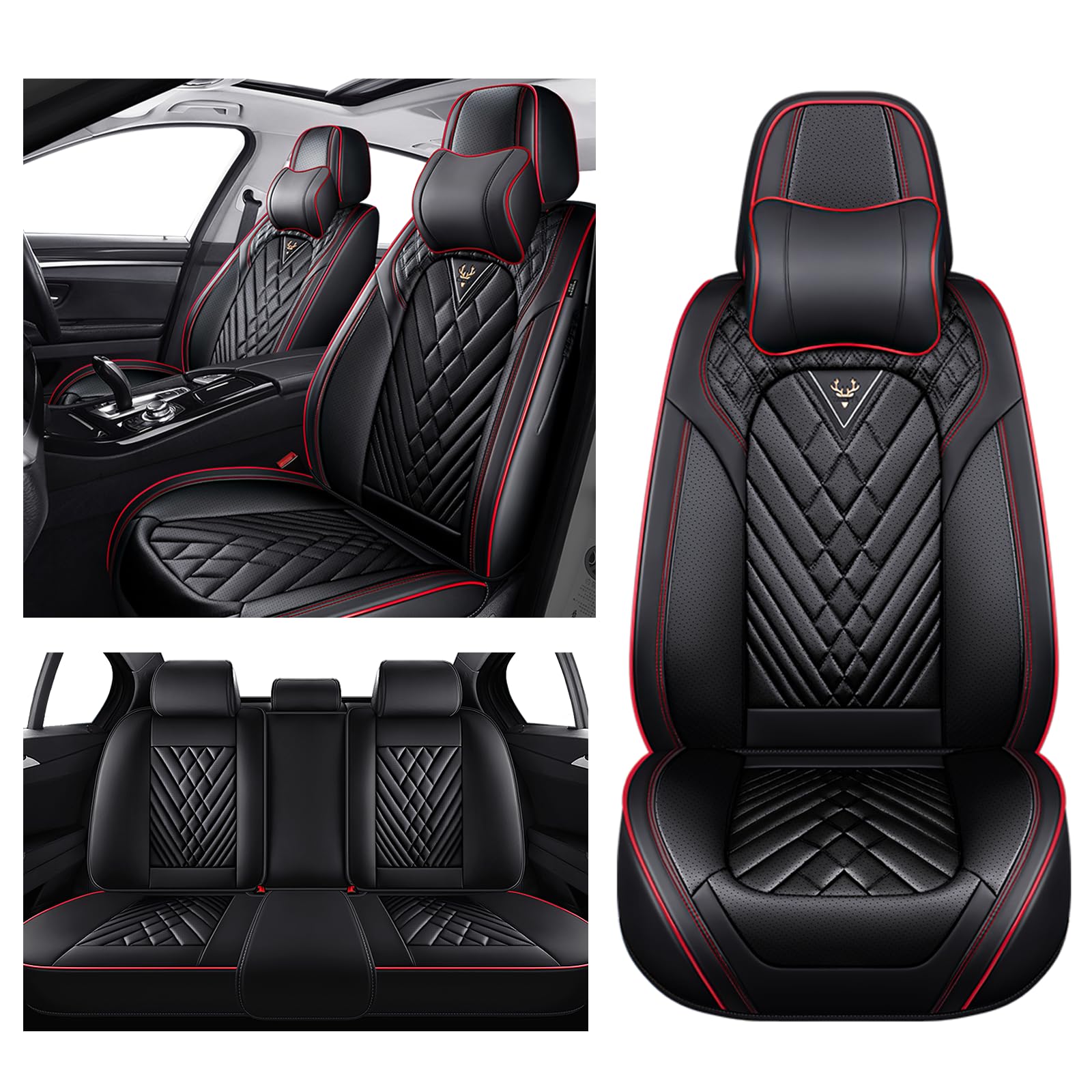 Mascys Car Seat Covers for Ford Ranger 2000-2026, Waterproof Nappa Leather Full Set Seat Cover with Headrests, Anti-Slip and Comfortable Automotive