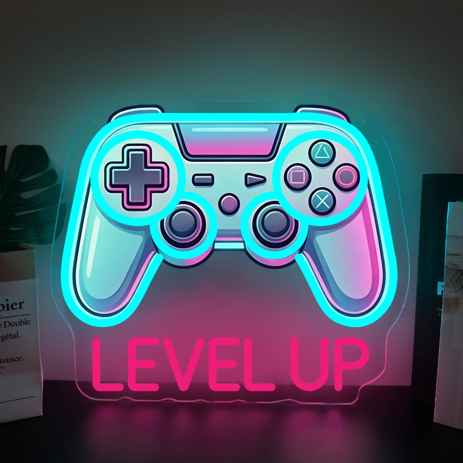 Gaming Neon Schild Level Up LED Schild Lampe für USB Wanddekoration Game Neonlicht Sign für Gaming Zimmer Hobbyraum Schlafzimmer Man Cave Deko für Teens Männer Lady Jungen Geschenk