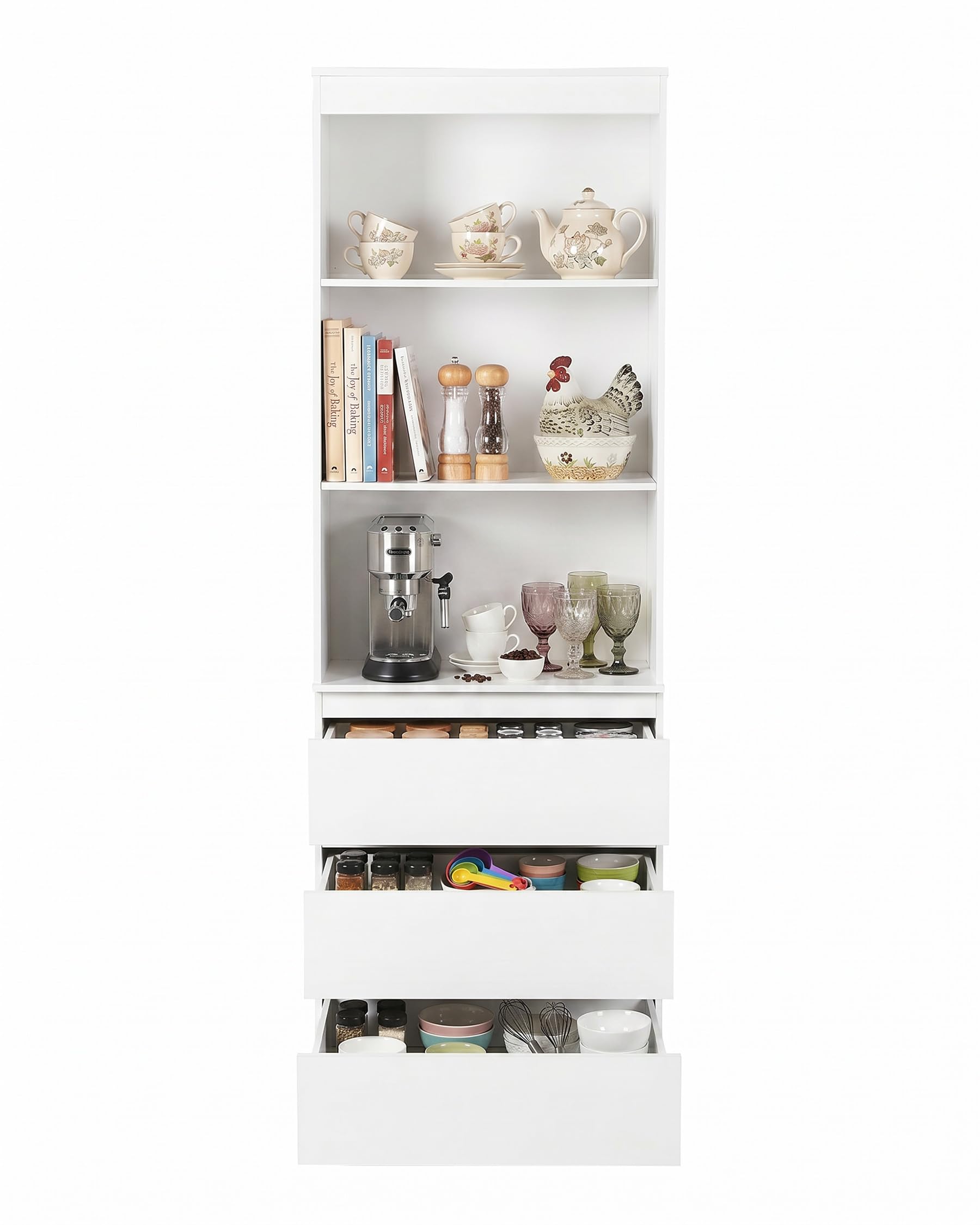 Mobile Cucina 180cm Alto 60cm Largo Credenza Soggiorno con Cassetti Armadio Salvaspazio Mobile Bianco