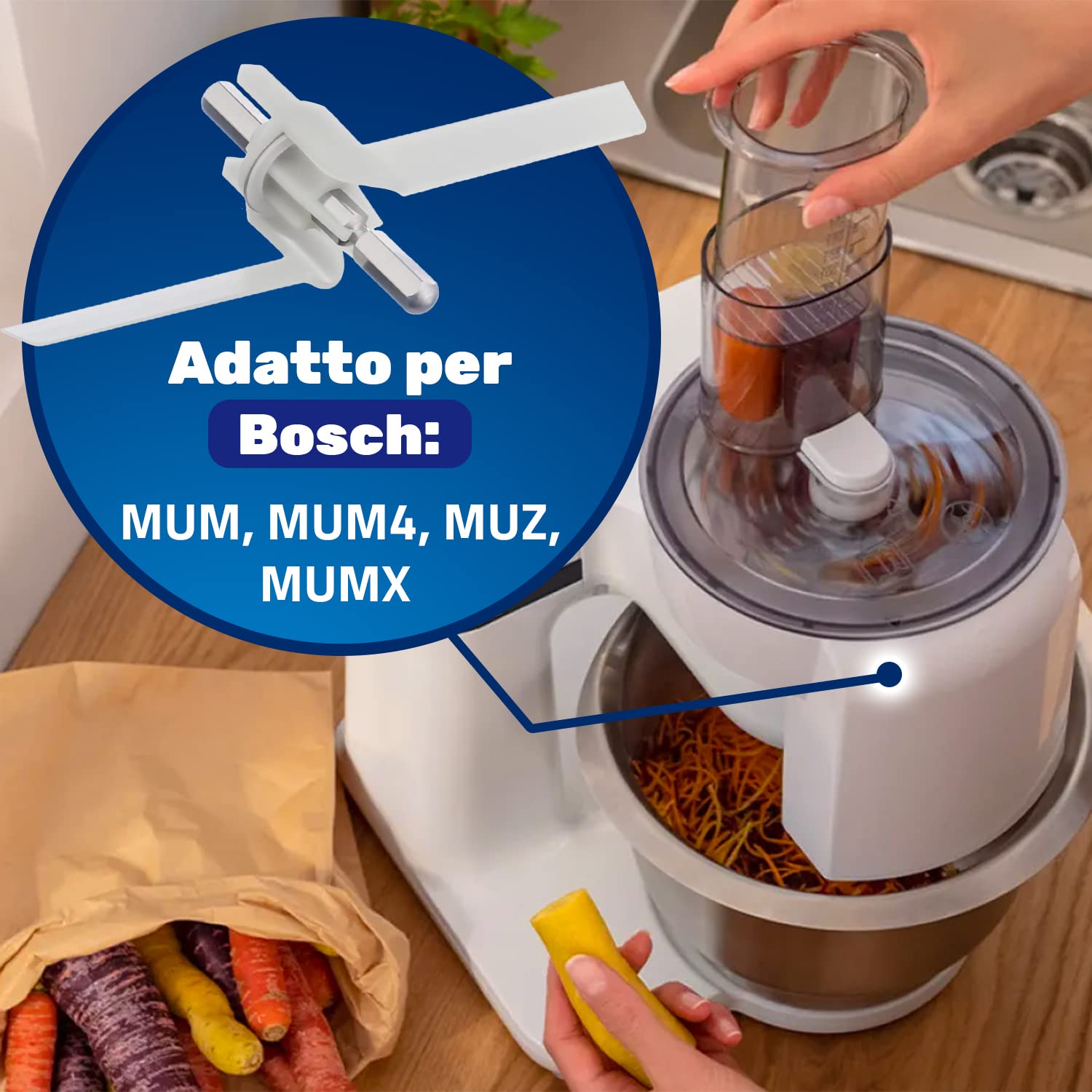 Supporto Lama di Ricambio per Robot Da Cucina 10004361 per Bosch MUM MUM4 MUZ MUMX Albero di Trasmissione per Dischi a Lama con Girante Garanzia di 10 Anni - Monteral