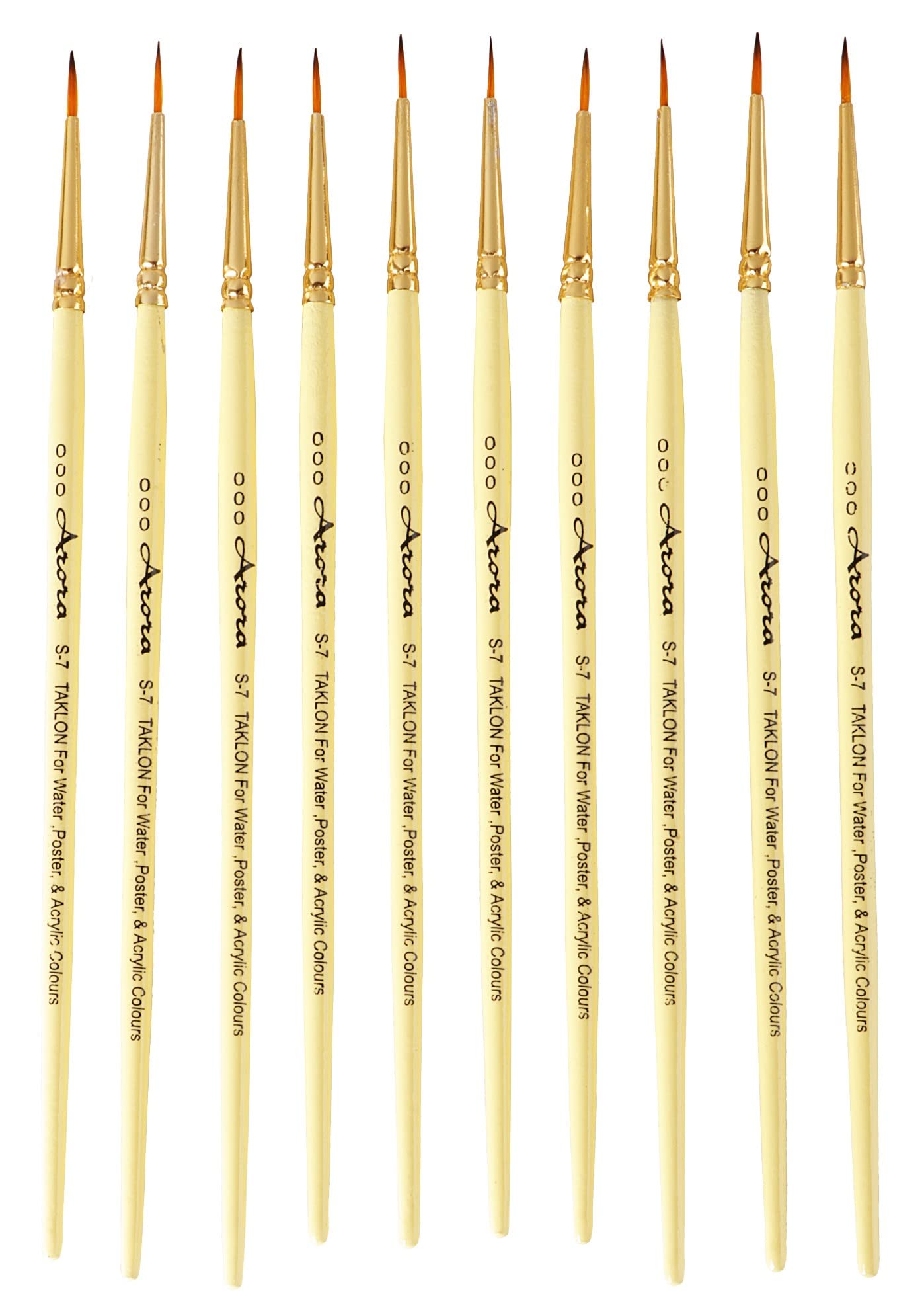 Arora Detail and Script Liner Round Paintbrush of 000 Number Fine Set of 10 for Watercolor, Acrylic and Intricate Painting Yellow, Wood-image-12