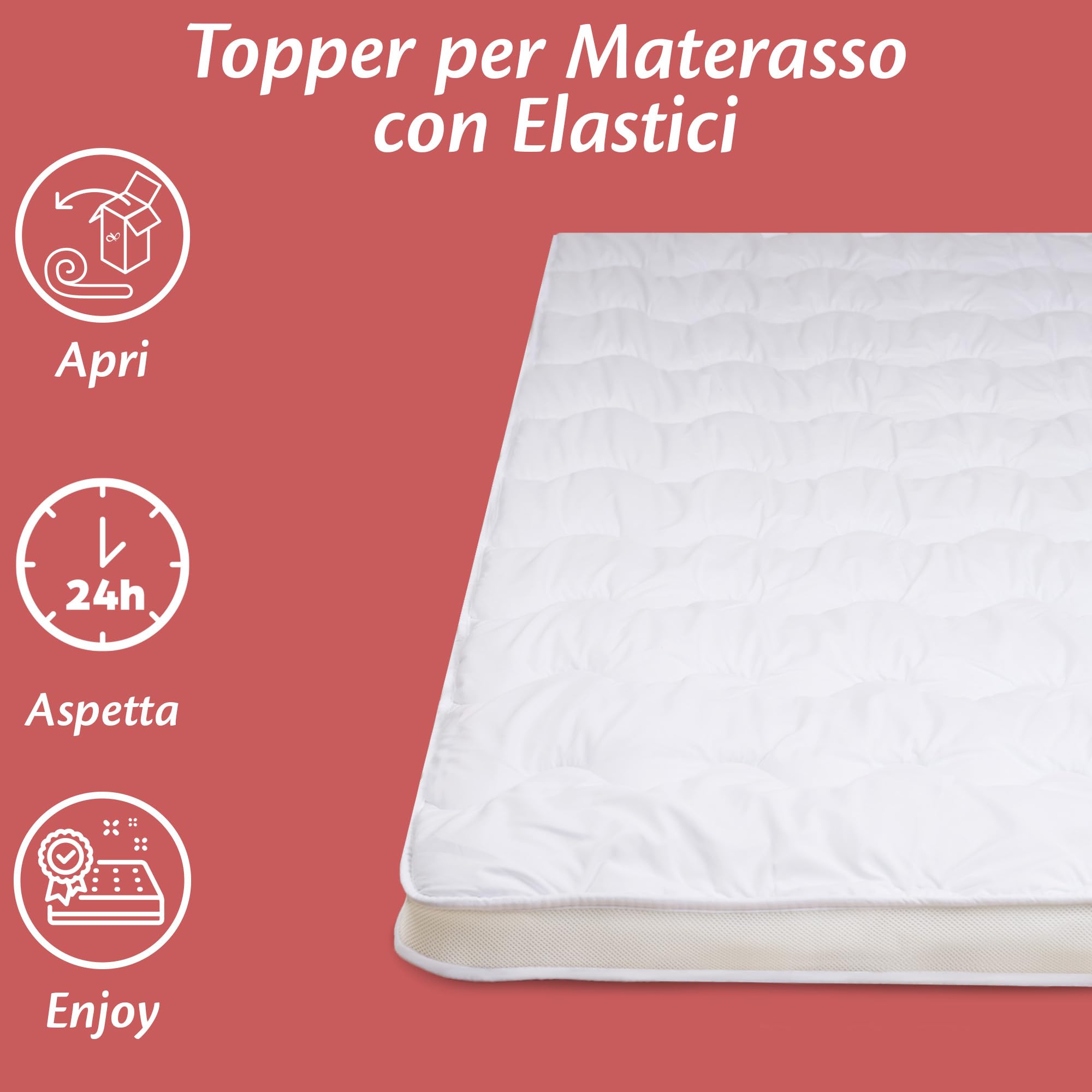 Topper Matrimoniale 160x190 in Microfibra per Materasso Correttore Alto 5 cm Morbido e Lavabile con Rivestimento Bianco Futon Top per Letto e Divano Letto per Massimo Comfort e Sonno Migliore