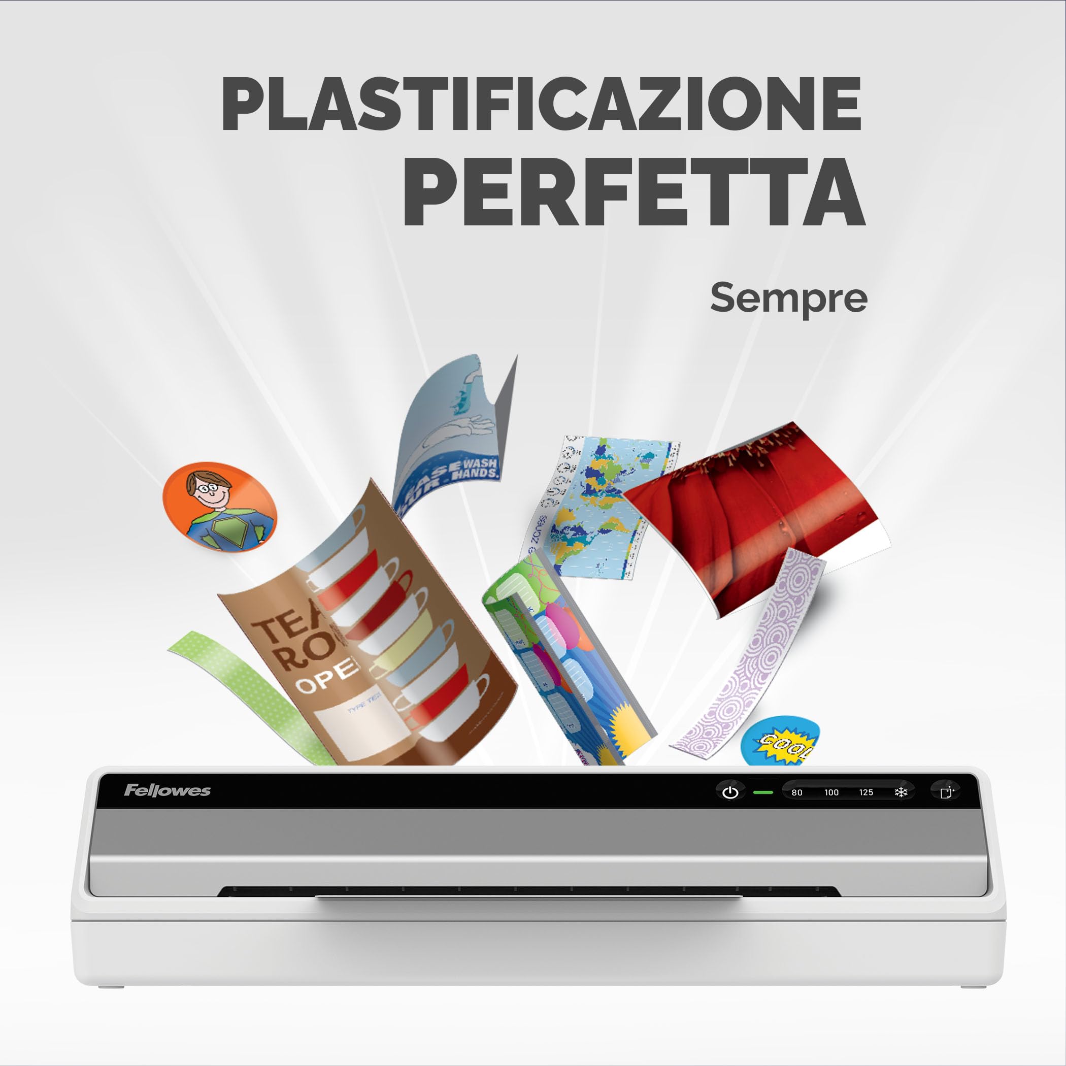 Fellowes Saturn A3 Plastificatrice per piccoli uffici – InstaHeat, pronta in 60 secondi, anti-inceppamento, spegnimento automatico – per pouches 80/100/125 micron – include 10 pouches – casa e ufficio