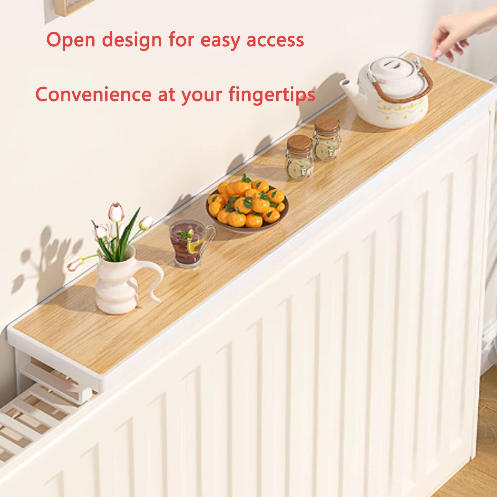 Cubre Radiadores Madera sin Taladros Cubreradiadores Modernos, Resistente Calor Pequeño Tapa Radiadores, para Salón Dormitorio Pasillo del Hogar(White,40x12x16cm)