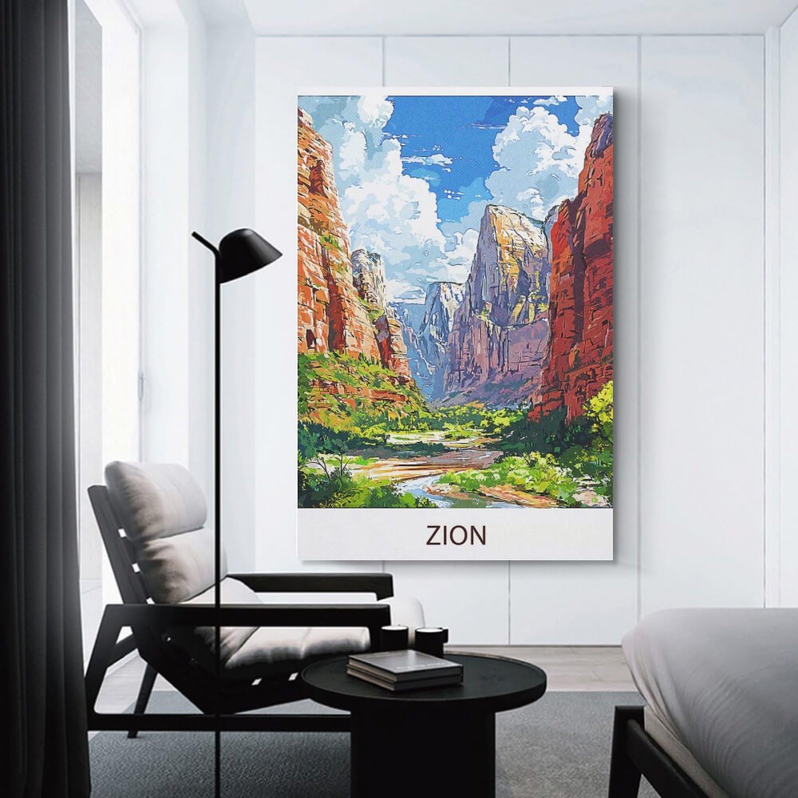 Junmoney Canvas Wall Picture Zion Canyon Landscape, 20x30inch(50x75cm), for Calm Bedrooms, Home Corners Or Flats, Decorative Wall Art for Cosy Rooms