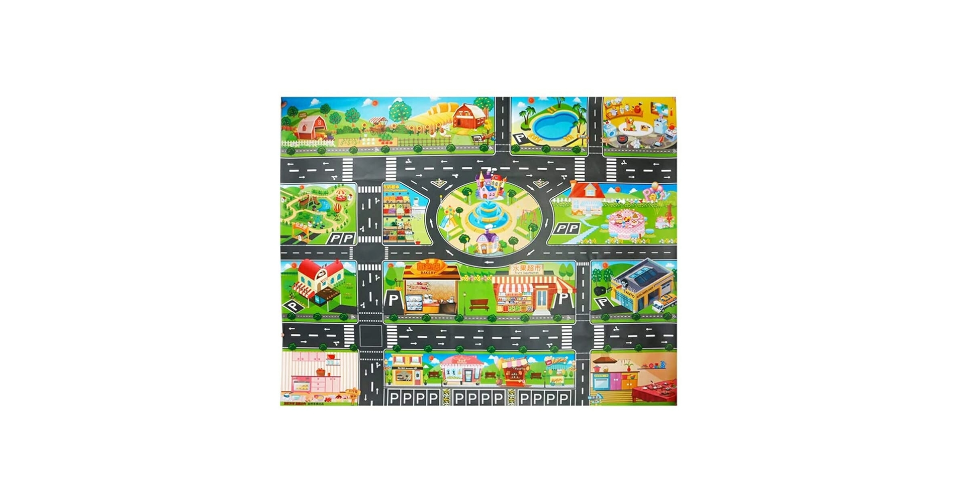 Amazon.co.jp: [AiO JAPAN] プレイマット 道路 ロードマップ 街並み