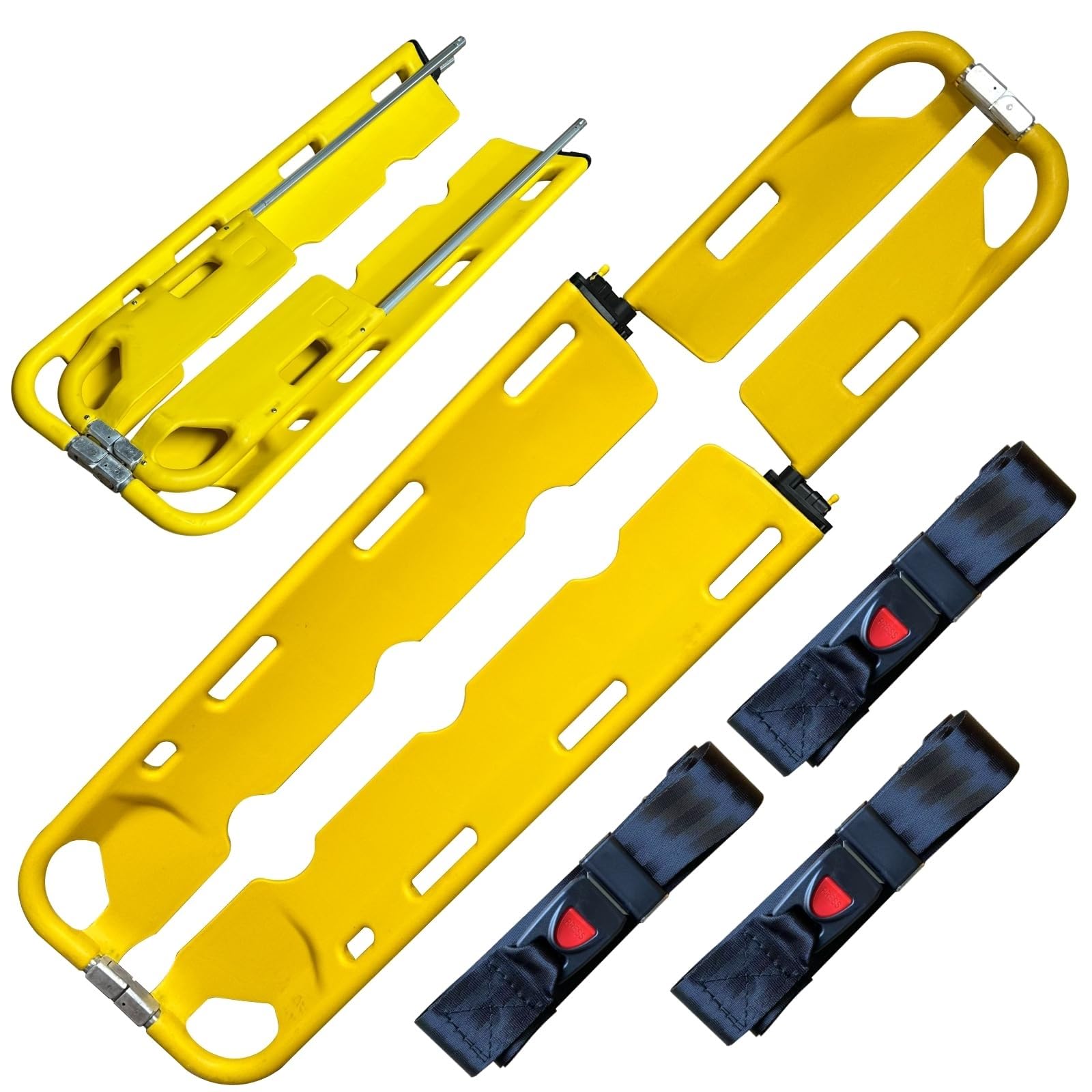 SGKOMN Portable Folding Stretcher, Medical Emergency Stretcher, Scoop Stretcher with Straps, Load Capacity 400lbs, for Patient TransferFirst Aid, Hospital,Ambulance, and Rescue, Yellow