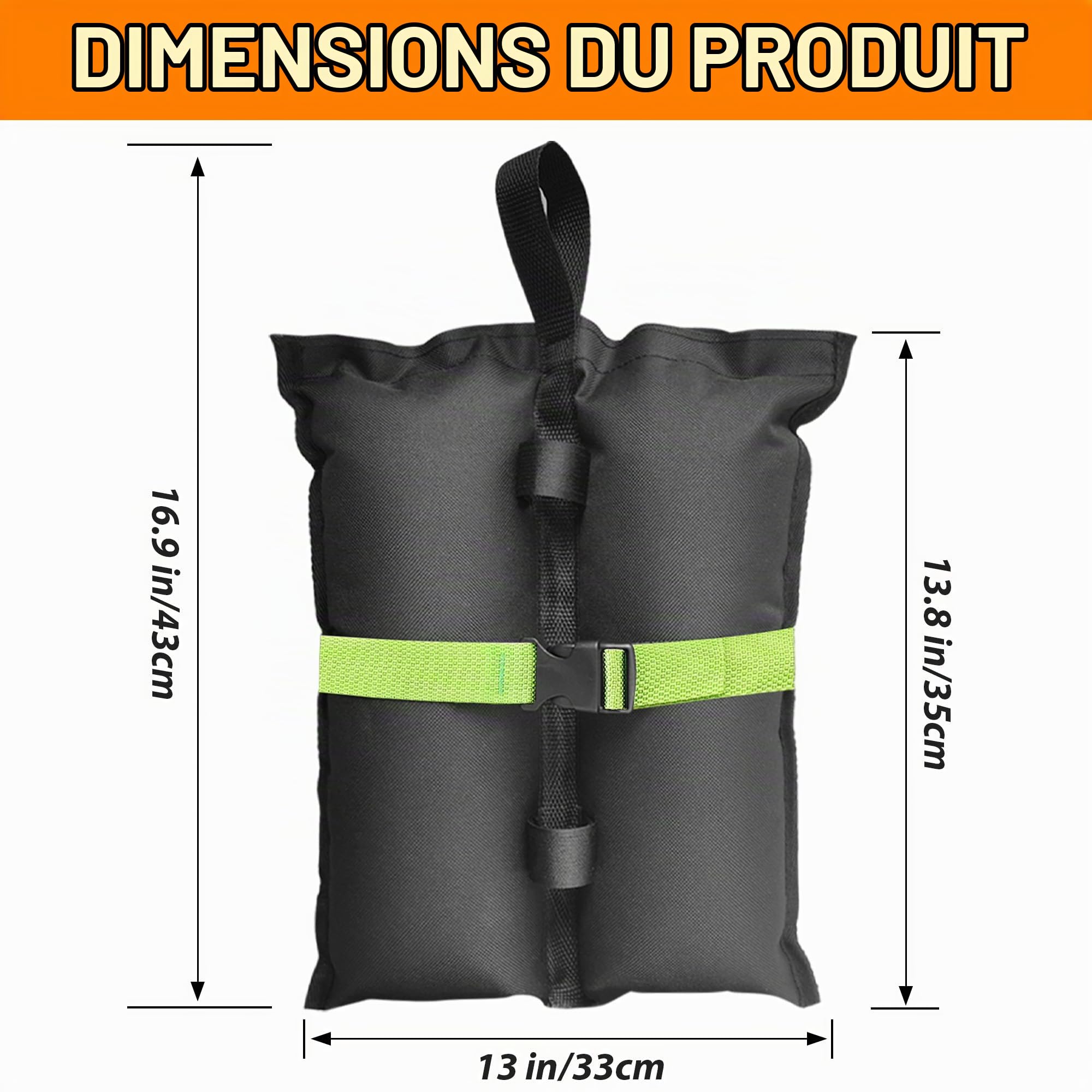 Poids de Sable Gazebo Paquet de 4, 600D Oxford avec Boucles à Clips, Poids pour Les Jambes, Poids pour Jambes, Tentes Pare-Soleil, Parasol