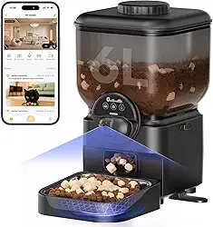 Pet Automatico Alimentador Para Gatos com Caes - 6L Inteligente Comedouro para Cat com Cães para 2.4g Wifi com Camera - Eletronico Suporte Programavel Automático Food Dispenser com Steel Pote