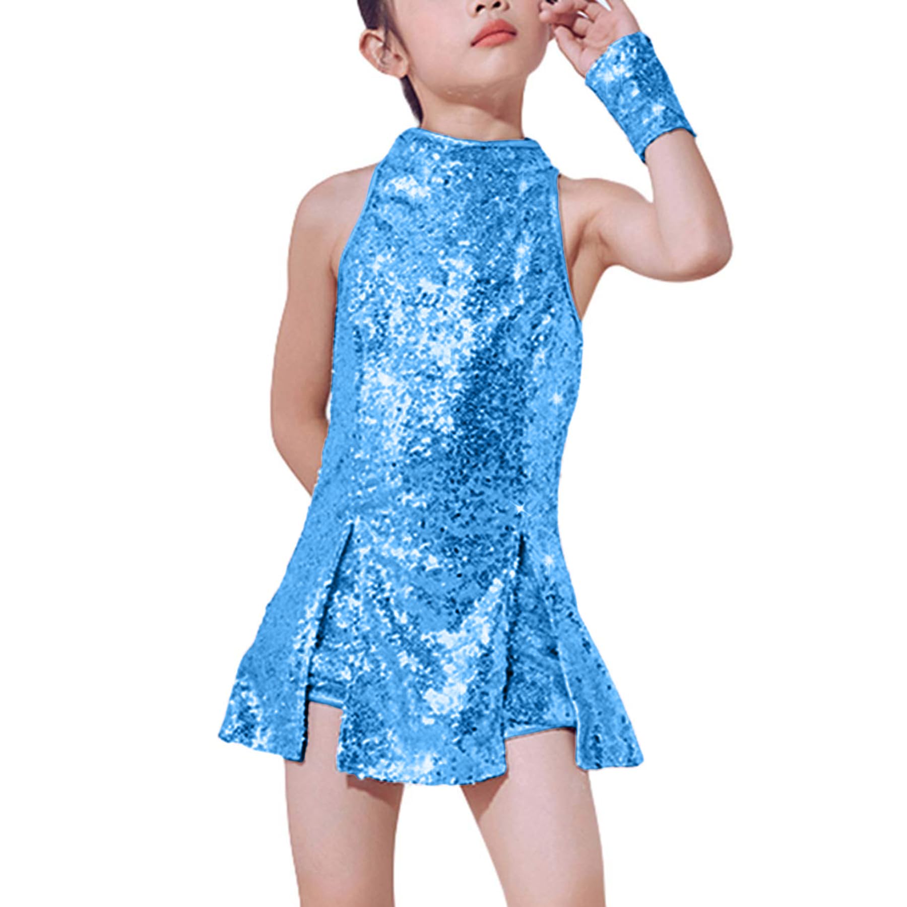 LOLANTA Mädchen Pailletten-Kostüm Hip Hop Dancewear Funkelndes Tanzkleid Gesetzt