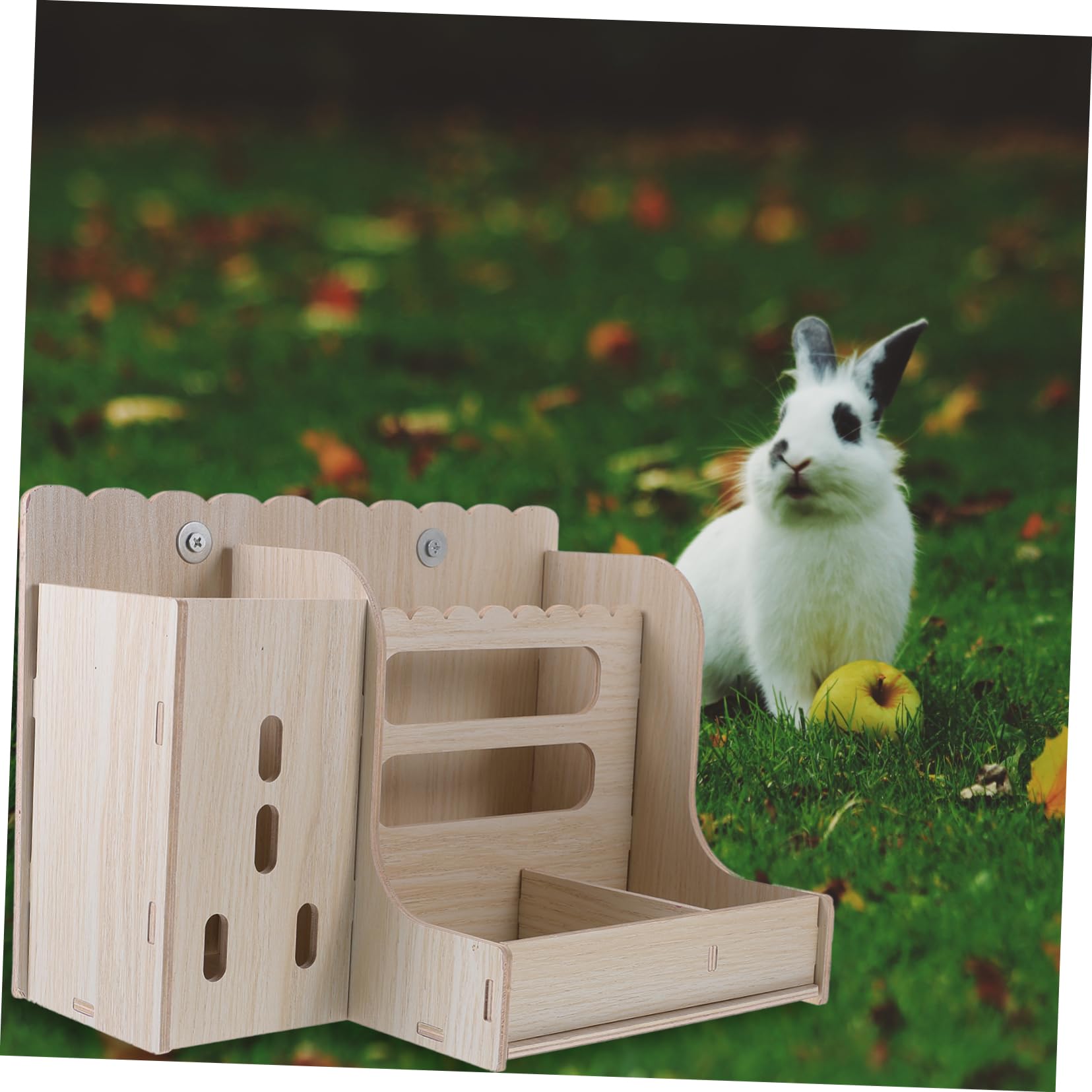 Râtelier à Lapins en Bois Beige, Support Suspendu, Facile à Nettoyer