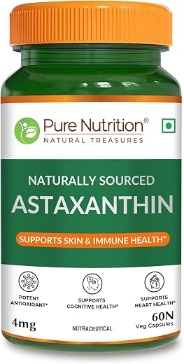 Pure Nutrition Astaxanthin 4mg | Powerful Antioxidant Supplement for Skin, Eye, Heart &amp; Immune Wellness | Supports Cellula...