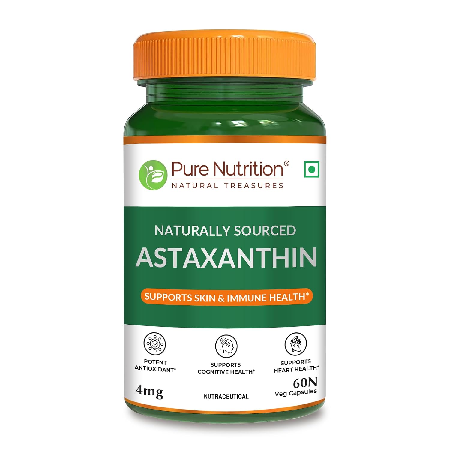 Pure Nutrition Astaxanthin 4mg | Powerful Antioxidant Supplement for Skin, Eye, Heart & Immune Wellness | Supports Cellula...