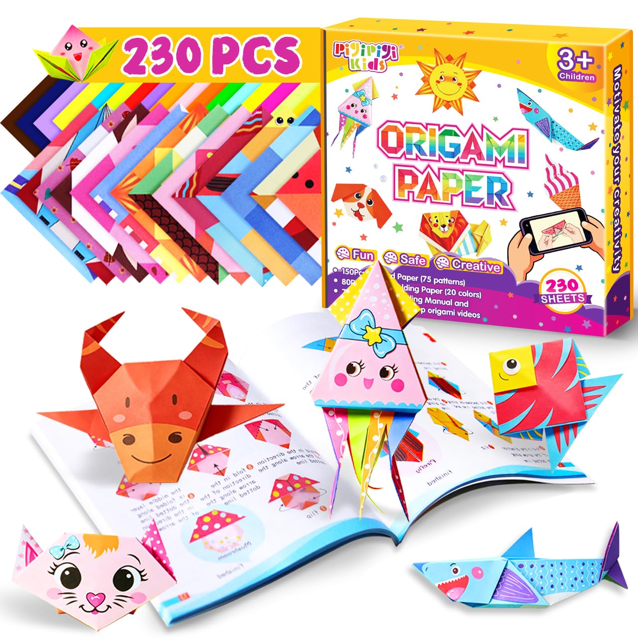 Pigipigi Kids 230 Pcs Origami Paper Kit