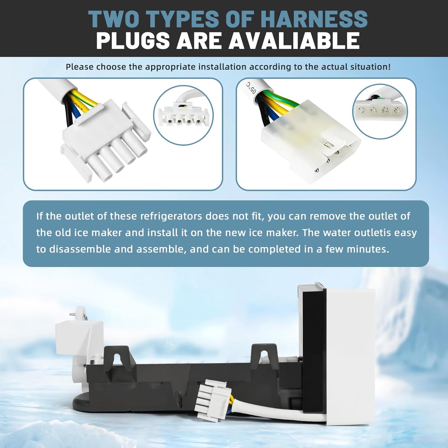 WPW10300022 Ice Maker Assembly Compatible with Whirlpool Maytag Kenmore Amana IKEA Refrigerator - Replace W10300022 W10122556 W10377190 AP6019085 Ice Maker Replacement Fridge Parts