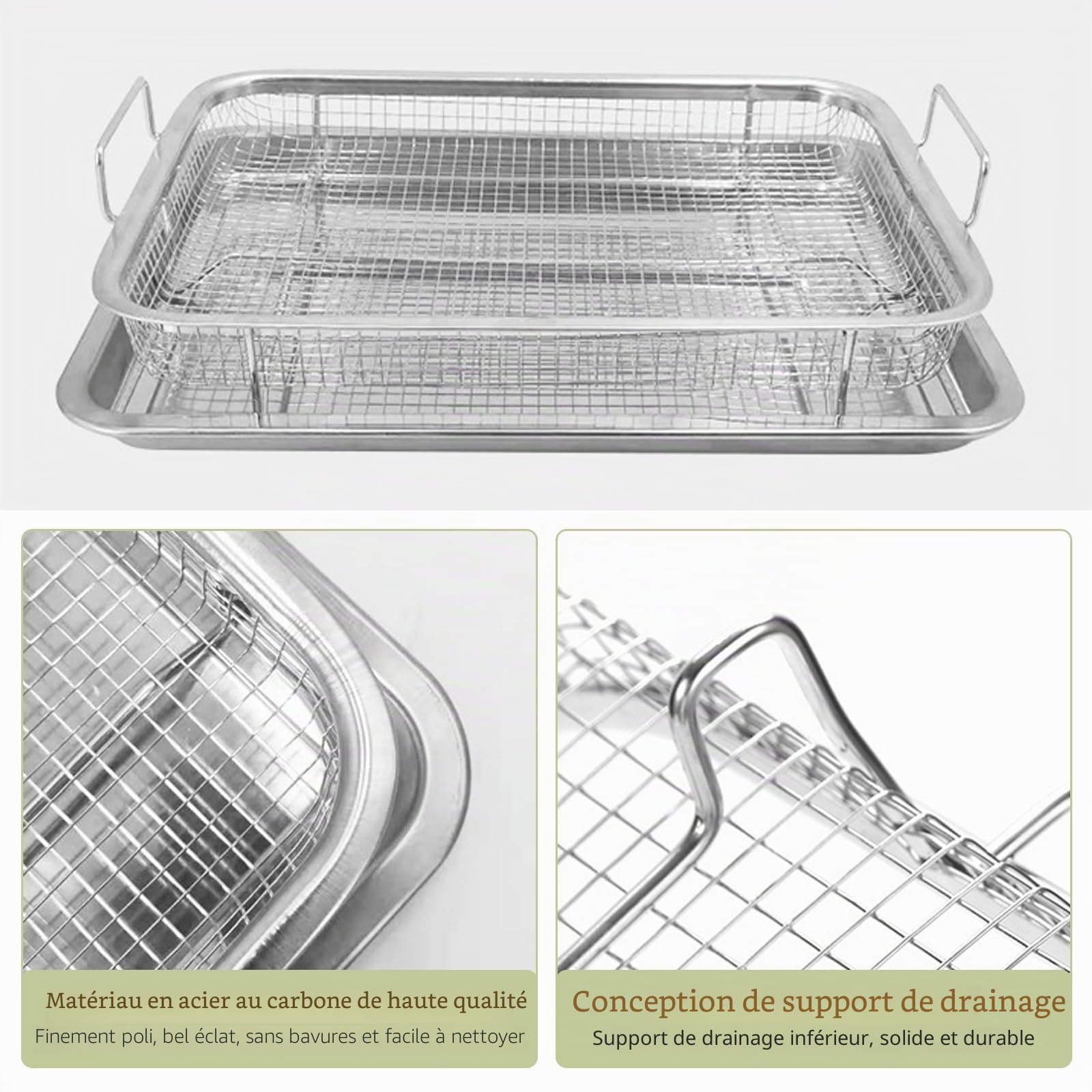 Lot de 2 Plaques à Pâtisserie en Acier Inoxydable avec grille,30X40x2cm Plaque de cuisson Rectangulaire Pour four et cuisinière - Grande plaque de four et grille à gâteau