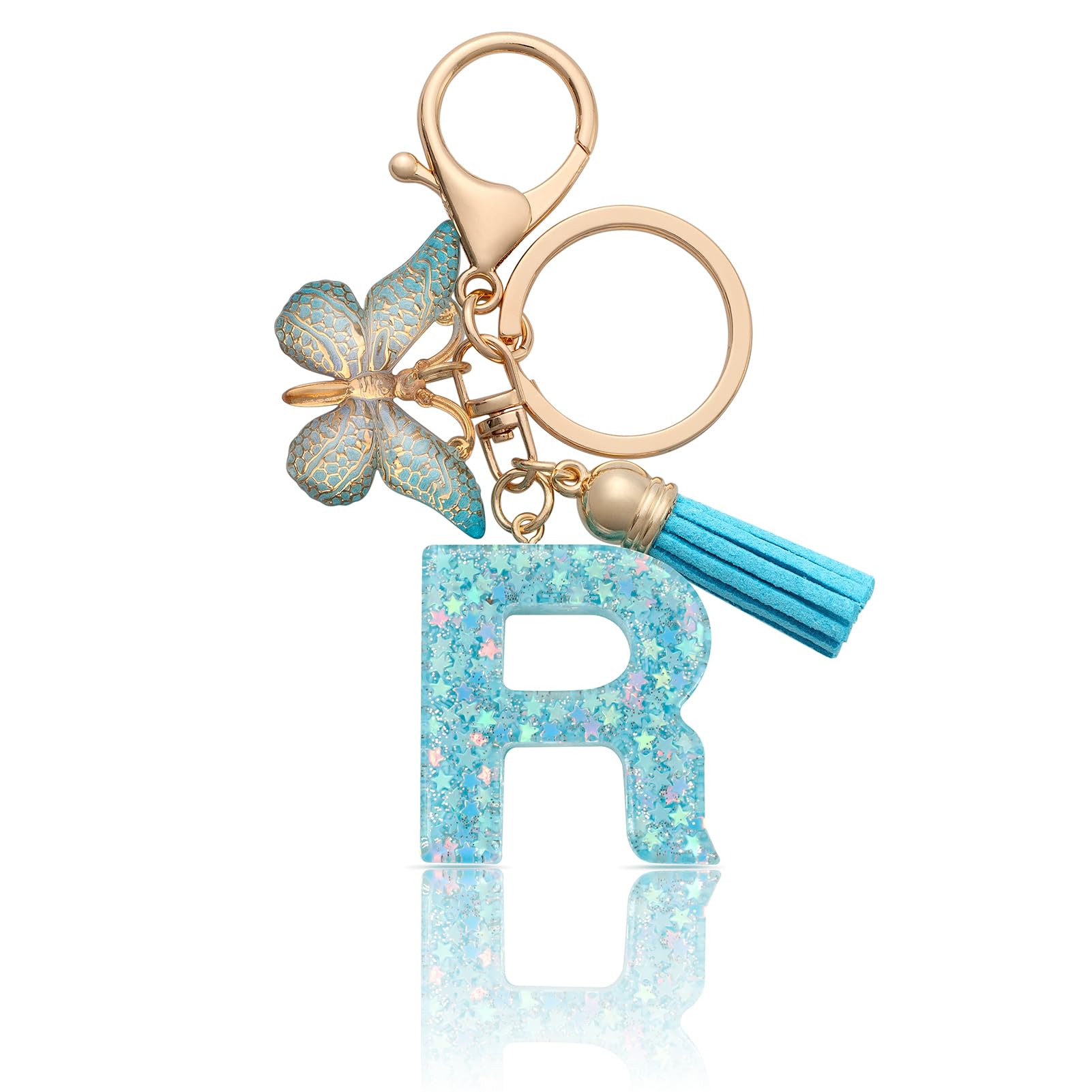 MORSUNBELA Schlüsselanhänger Buchstabe Mädchen Keychain mit Anfangsbuchstabe Schlüssel Anhänger mit Buchstaben für Frauen Damen