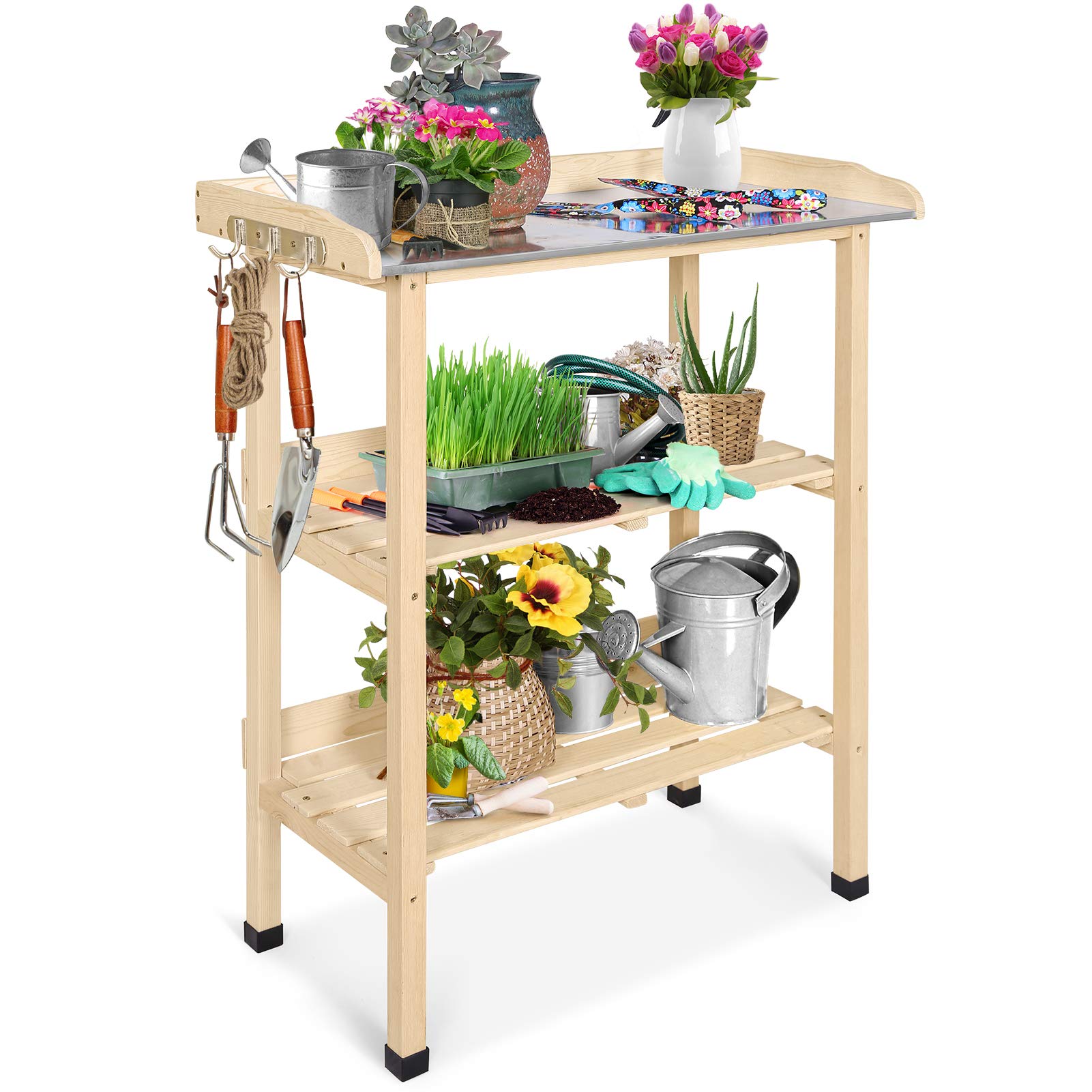 Buy EAGLE PEAK Outdoor Wooden Potting Bench Garden Work Station Table