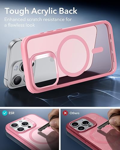 Vista 377 de ESR Funda para iPhone 15 Pro Max, compatible con MagSafe, de grado militar, negro transparente
