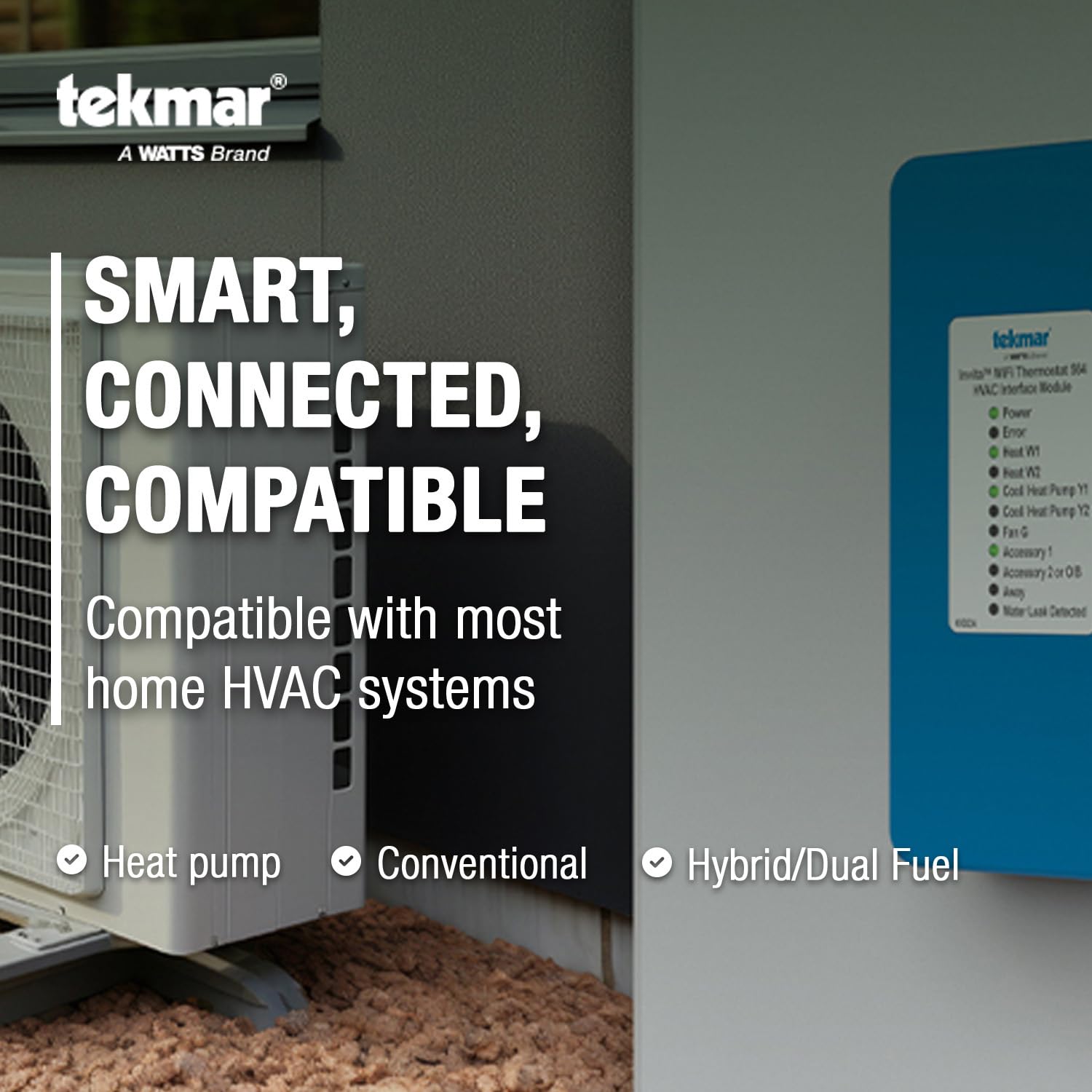 tekmar Invita - Termostato Wi-Fi | Calor de hasta 2 etapas, frío de 2 etapas, ventilador y 2 accesorios o calor de hasta 4 etapas, frío de 2 etapas, ventilador, válvula de marcha atrás y 1 accesorio |