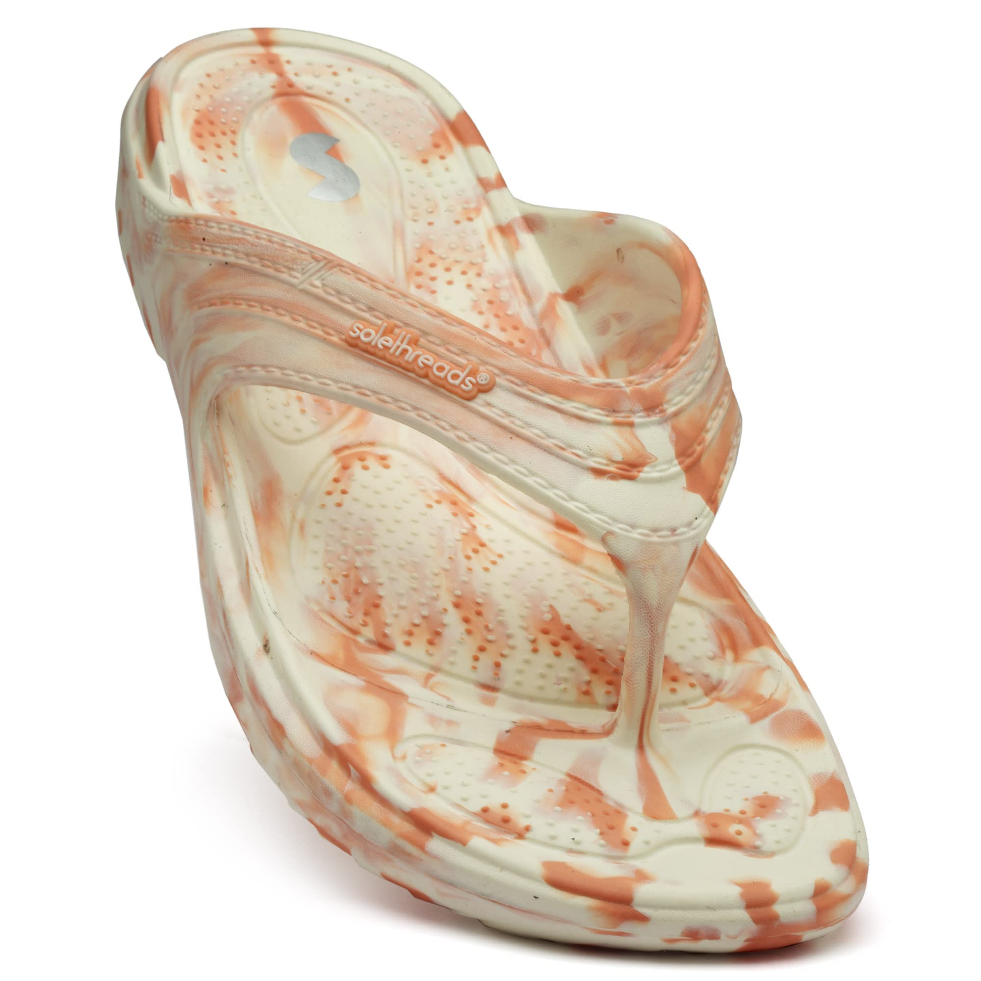 SOLETHREADSORTHO ELITE MARBLE L | Durable | Sturdy | Light | Comfortable | Shock Absorbent | Slippers | Flip Flops for Women