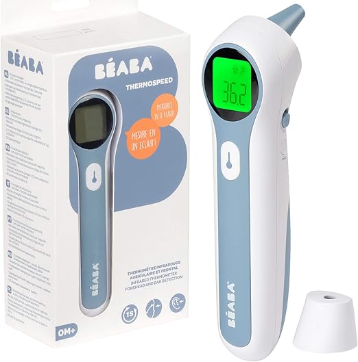 Béaba Thermospeed Thermomètre Infrarouge Évolutif Frontal, Auriculaire et Ambiance