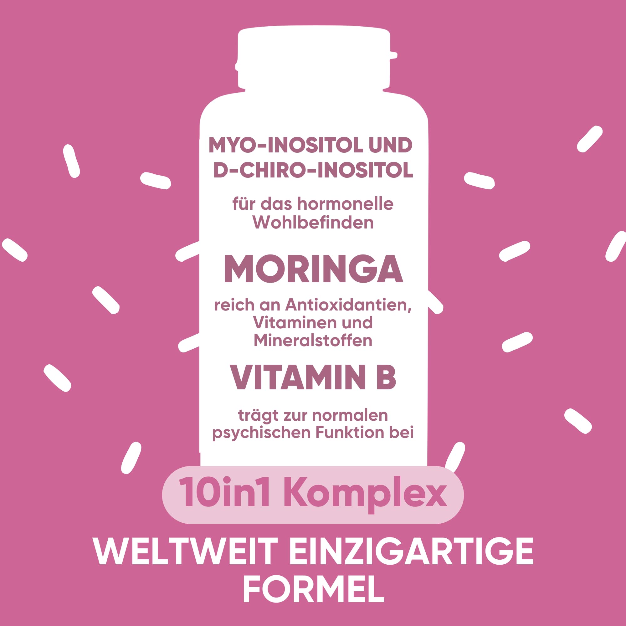Women Balance PCOS Formula mit Myo Inositol & Bio Moringa Vitamin B Komplex mit B12 & B6 & Folsäure - Unterstützt Hormonhaushalt & Menstruationszyklus - 270 Kapseln