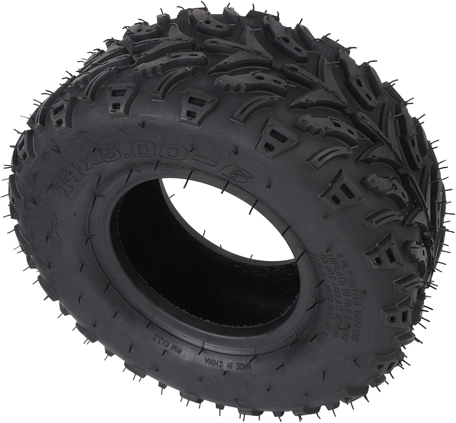 Sorandy 14x5.00-6 Front Wheel Tire, 6 Inch Tubeless Rubber Tire, Enhanced Traction Technology for ATV Quad Off Road Go Kart Mini Bike, 14x5.00-6inch