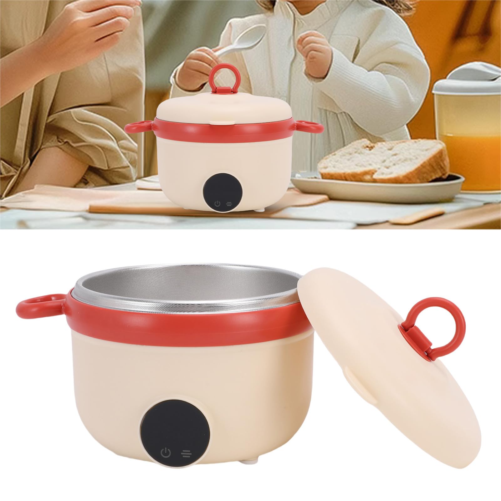 Cryfokt Ciotola per Alimenti per Bambini con Tecnologia di Riscaldamento Senza Fili e Temperatura Costante, Ideale per L'alimentazione del Bambino e i Viaggi, Acciaio Inossidabile da 450 Ml
