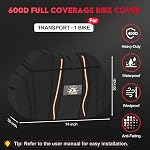 Zettum Couverture cyclable pour le transport 1 Vélo - 600D Couvertures de vélo de voyage pour les vélos sur rack de vélo arrière étanche & Heavy Duty, Couverture de sac à vélo complet extérieur pour les vélos simples sur le stockage de la chaîne de voiture