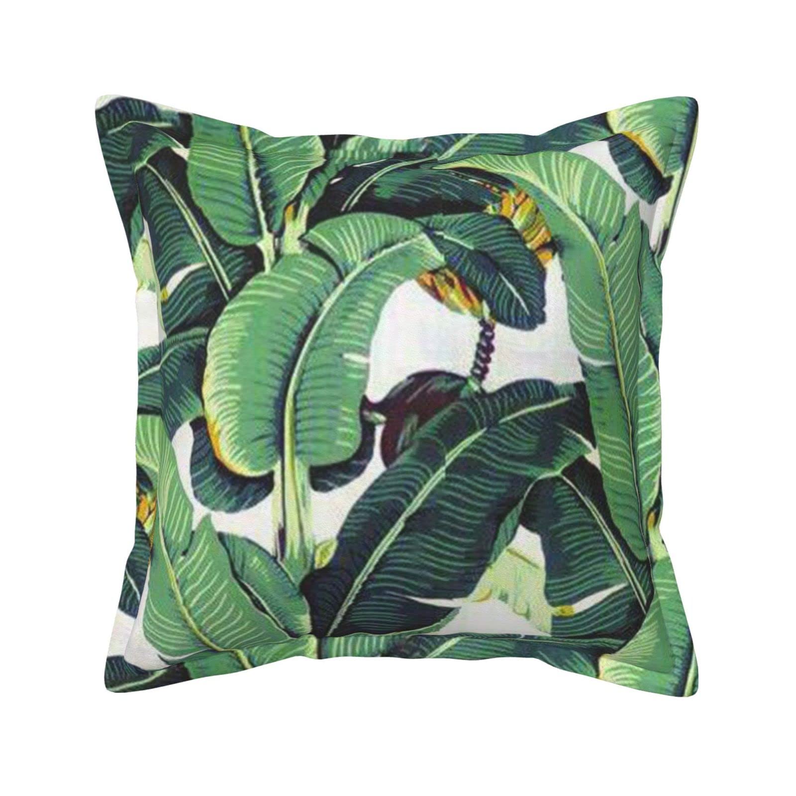 Housse de coussin en cuir feuilles de bananier tropicales décor haut de gamme